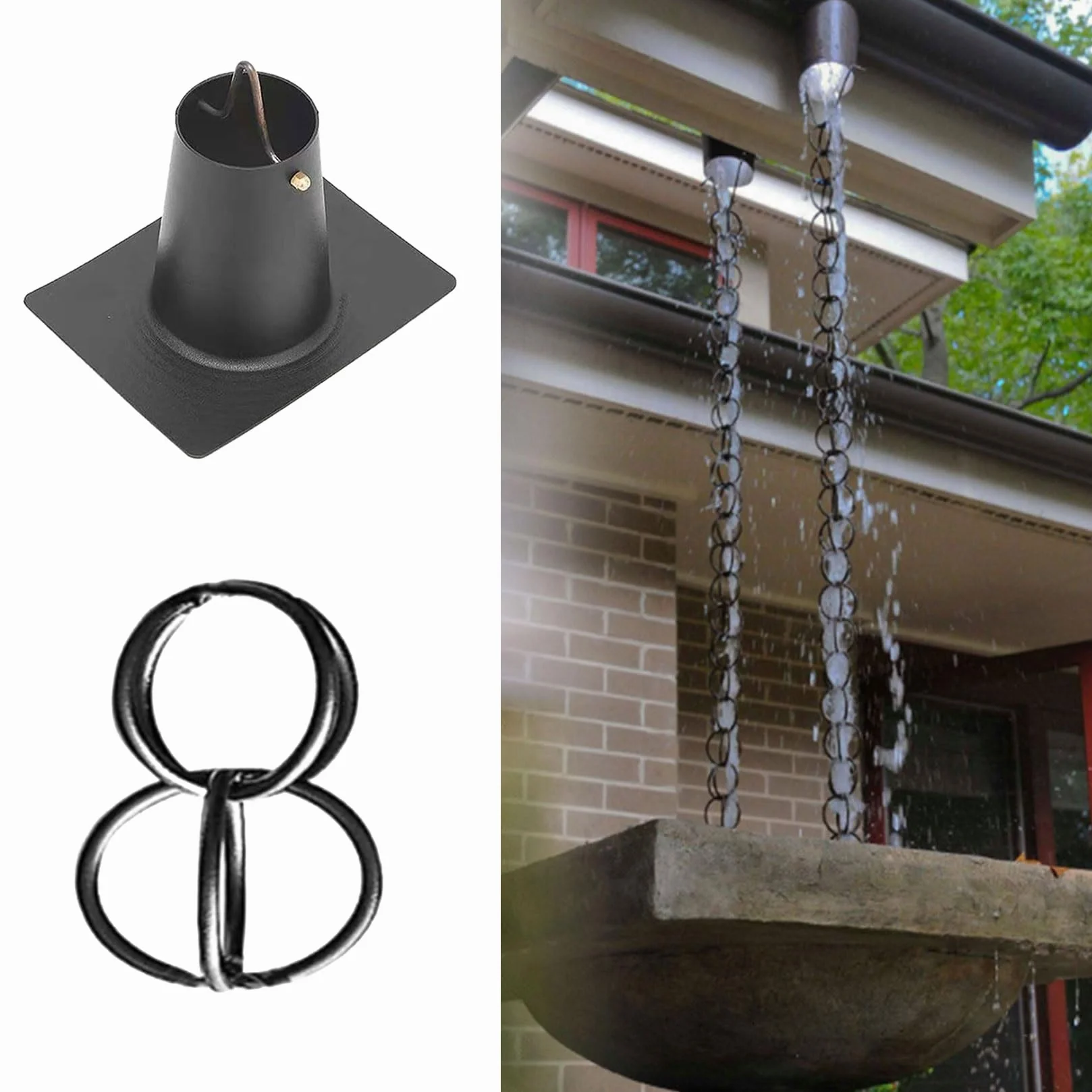 Catena per grondaia alluminio,catena raccogli pioggia grondaia,Resistente alla Ruggine,per Grondaie,Giardino,Cortile,Drenaggio,Decorazione per Esterni,Elegante e Funzionale Anelli per Adattarsi