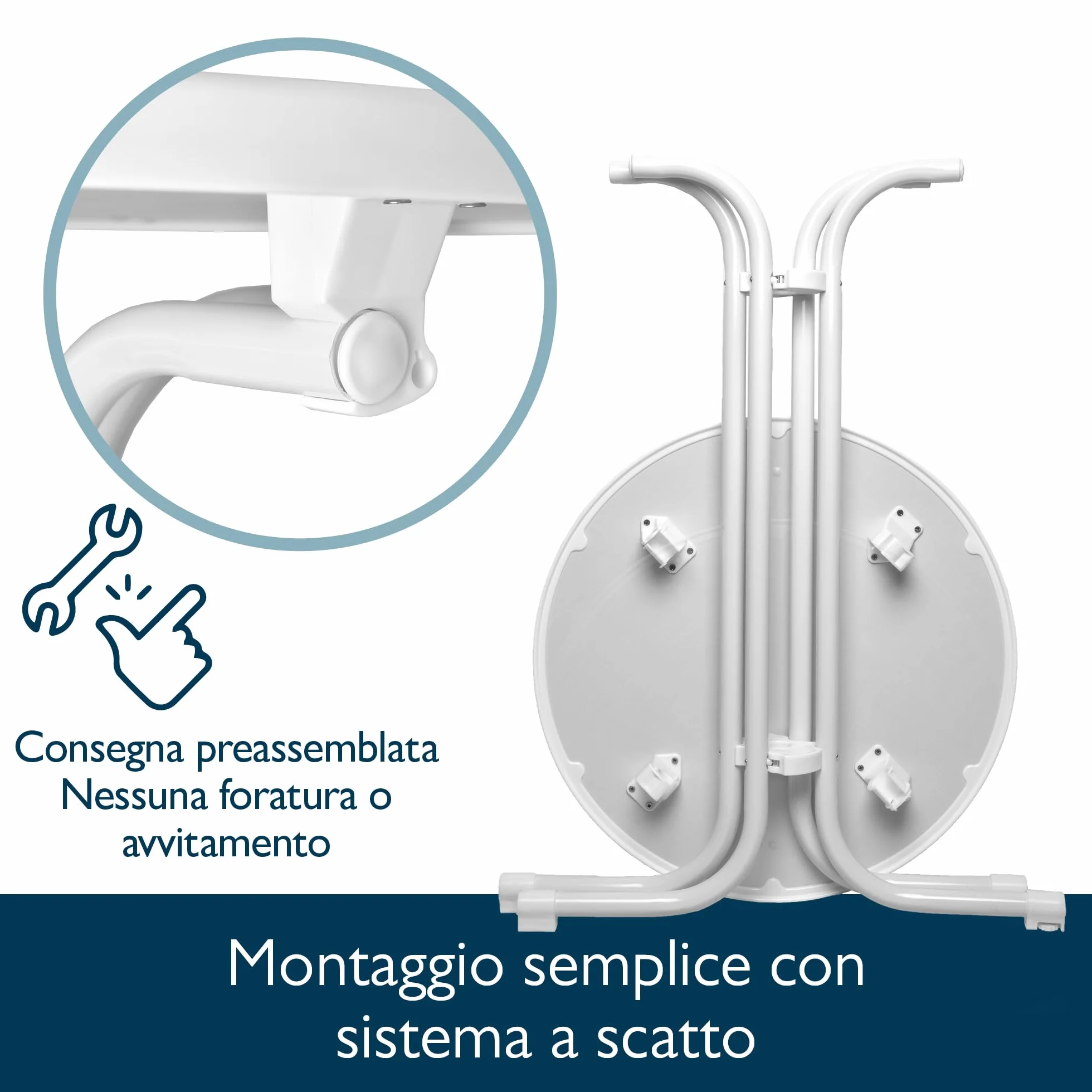 Beautissu Tavolo Bistrot da Esterno Ø 60 cm – Tavolino da Balcone Giardino Terrazza Pieghevole H 70 cm – Tavolo da Campeggio Feste Bar Ristorante – Bianca – Bistroni
