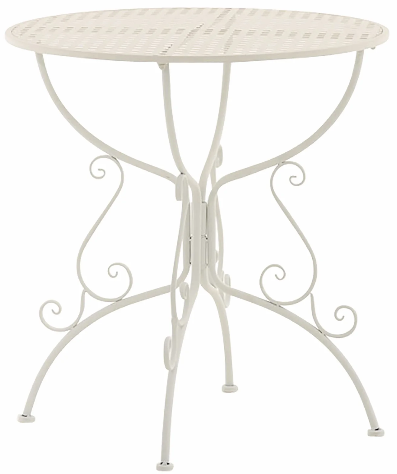 CLP Tavolino In Ferro Da Giardino Amanda I Tavolo Rotondo Da Balcone Stile Liberty I Tavolino Da Caffè Per Bistrot Ø 70 CM, Colore:bianco