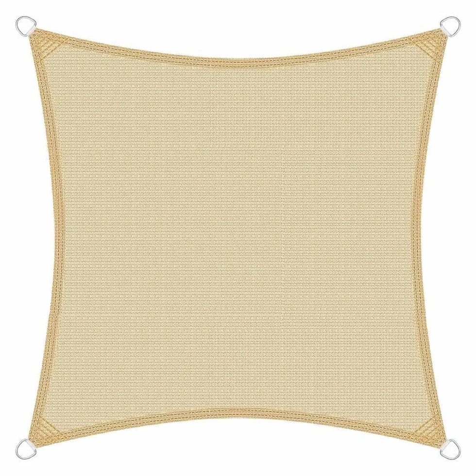 Brigros - Tenda Ombreggiante Esterno Quadrata In HDPE 180gr/m2 Con Anelli Inox, Anti-UV, Con Borsa, Telo Parasole Per Esterni Dimensioni 3x3, 4x4, 5x5, Vela Ombra Giardino (Beige, 5x5)
