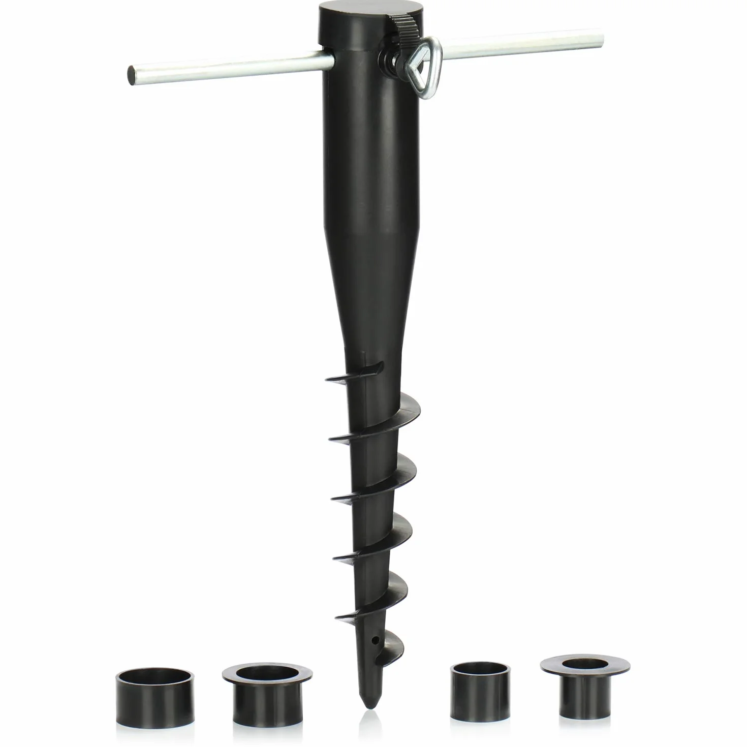 com-four® Portaombrelloni in plastica - Porta ombrelloni per Terreno con Asta di Inserimento Diametro 25-45mm - portaombrellone Giardino (Nero)