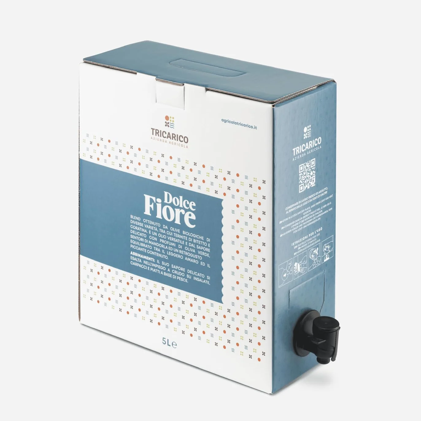 Dolce Fiore Bio – Olio extravergine di oliva biologico 5L Bag-in-Box | 100% Italiano, Fruttato Delicato, Estratto a Freddo