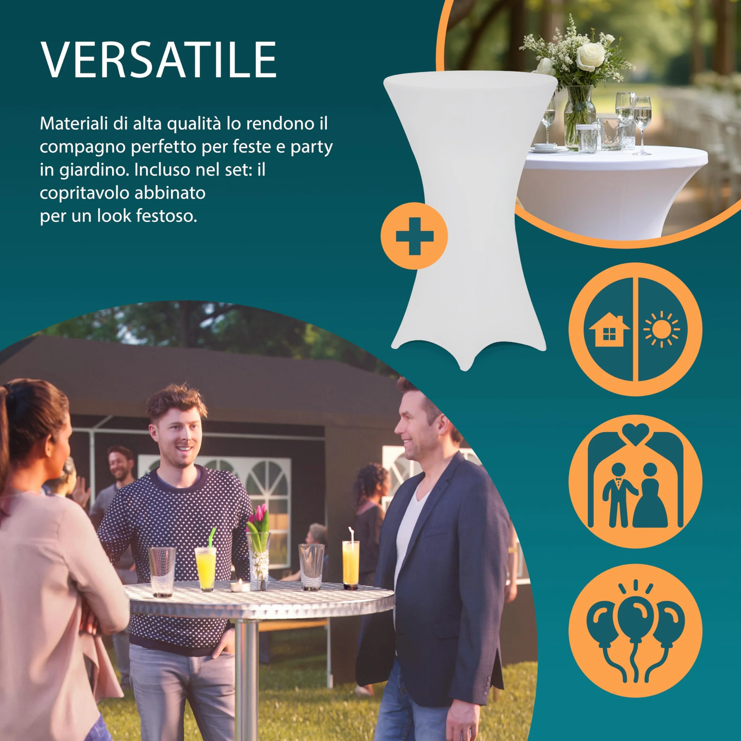 Casaria® Tavolo Alto da Bar 2in1 con Fodera Regolabile in Altezza 70 cm / 115 cm in Alluminio Rotondo Ø60 cm Pieghevole per Esterni Giardino Bistrot Feste Tavoli da Ricevimento