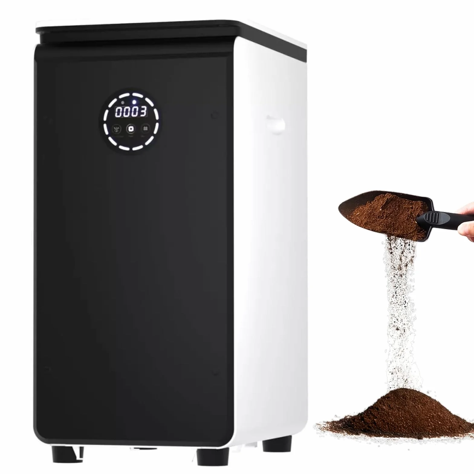 19L Composter elettrico per cucina, Compost intelligente bidone esterno/interno, schermo LED senza odore, trasformare i rifiuti alimentari in fertilizzante per giardino, Compost di rifiuti alimentari