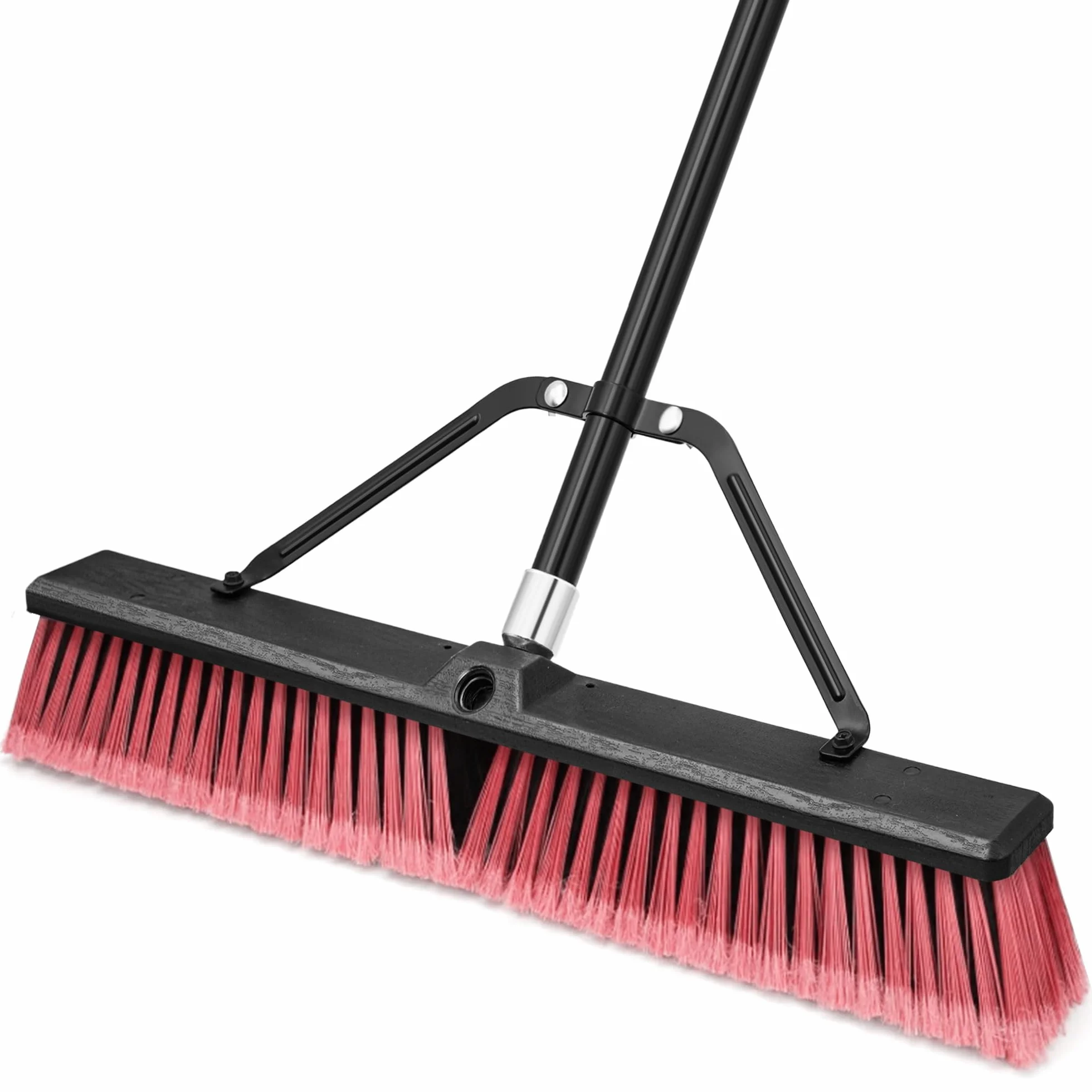 TidyBliss Scopa da Esterno Resistente da 60 cm, Spazzolone per Pavimenti Esterni con Setole Rigide e Manico Lungo 160 cm per Garage, Giardino, Cortile, Terrazza, Strada, Magazzino, Vialetto (Rosso)