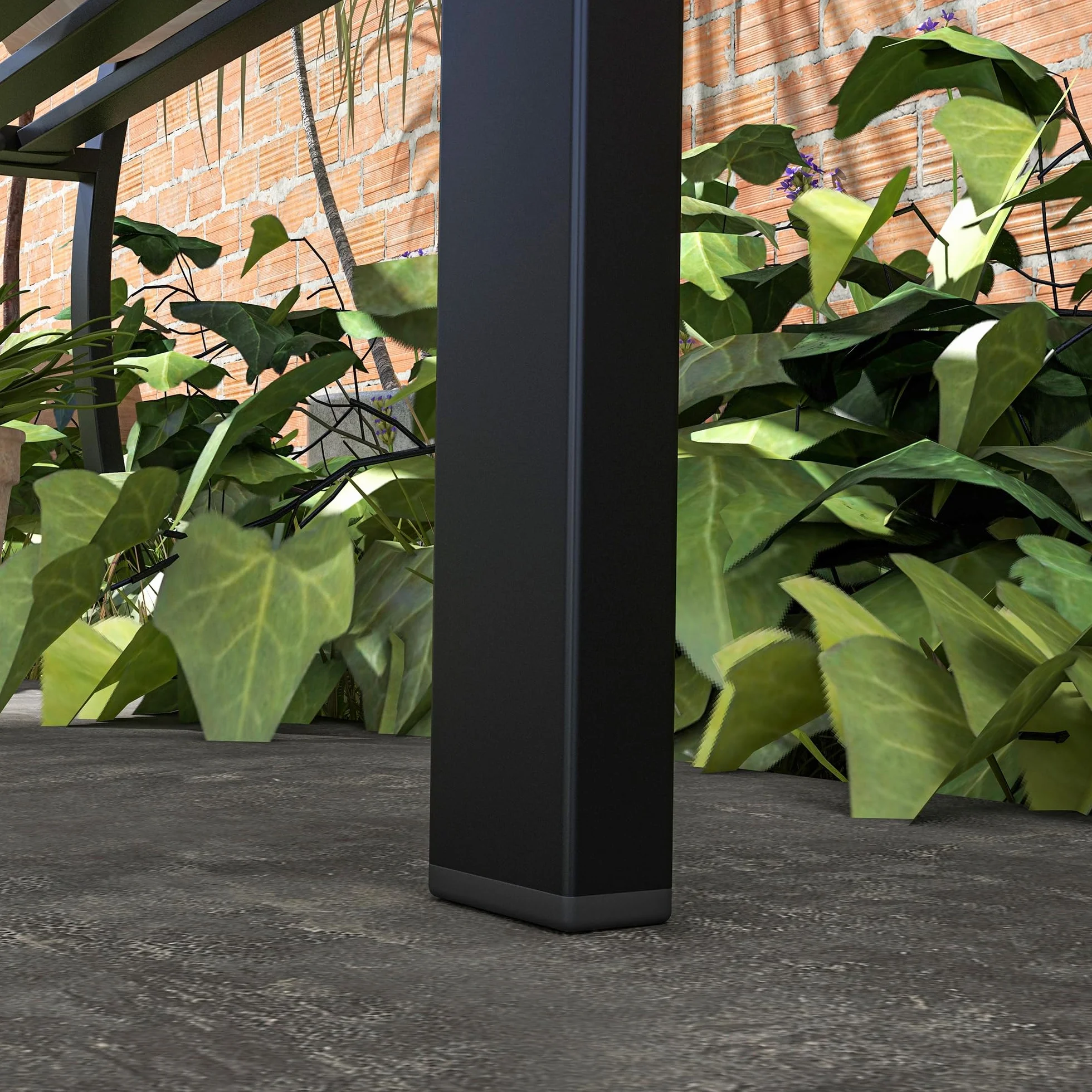 Outsunny Panchina da Esterno in Acciaio, Panchina da Giardino 2 Posti con Schienale Decorato e Braccioli, 125x50x75cm, Nero