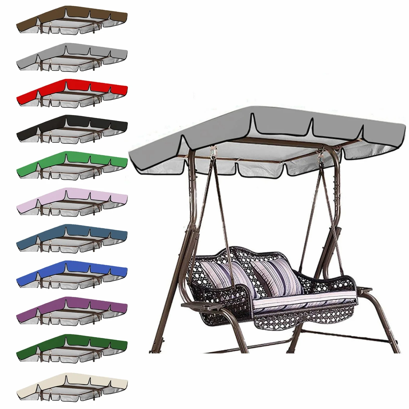 Generico Tettuccio Per Dondolo Tetto Di Ricambio Per Dondolo Da Giardino Impermeabile Antivento Vari Dimensioni 2195 X 125 X 15 Cm