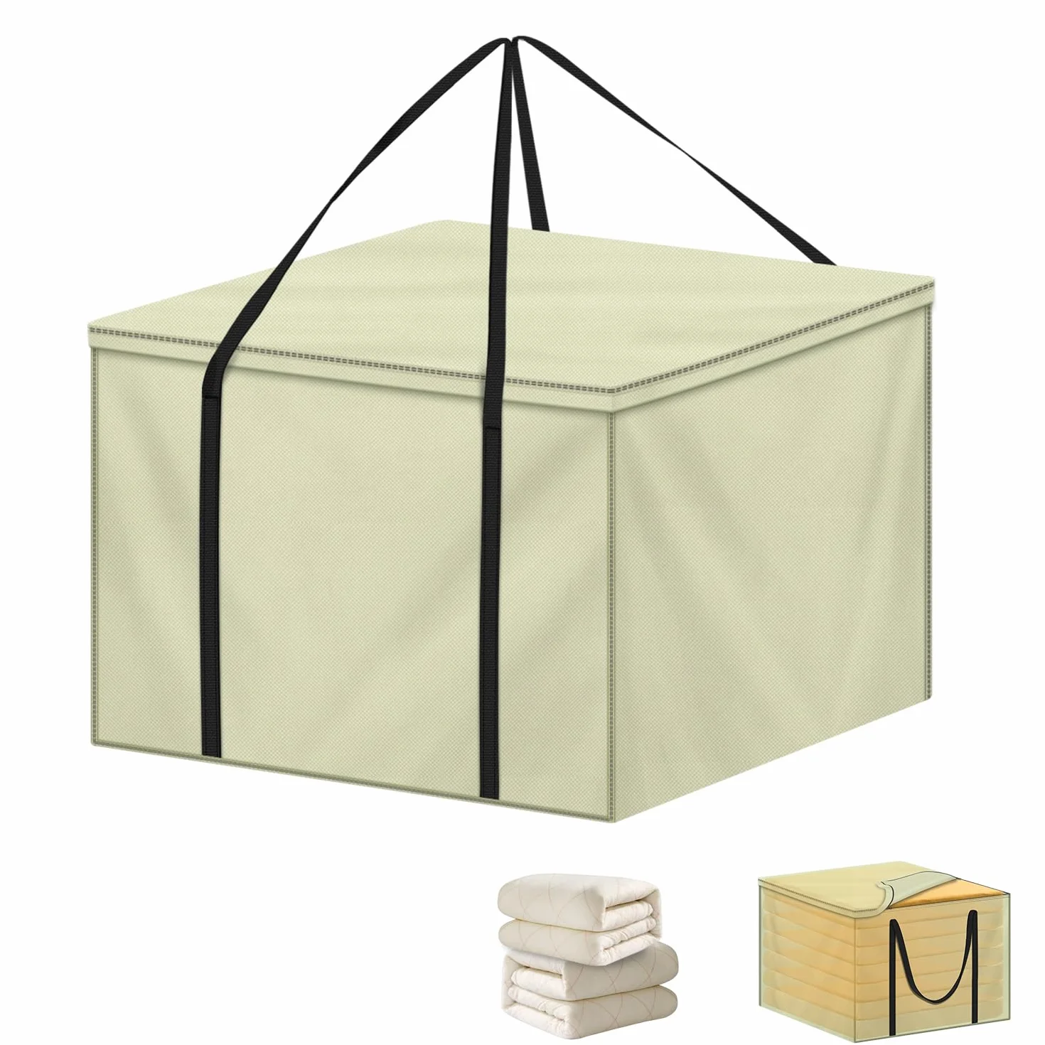 LAMUNI Borsa per Cuscini da Giardino Quadrato 80x80x60cm Borse di Stoccaggio per Esterni, Tessuto Oxford 600D Borsa Portaoggetti con Maniglie, Impermeabile Borsa Porta Cuscino da Letto