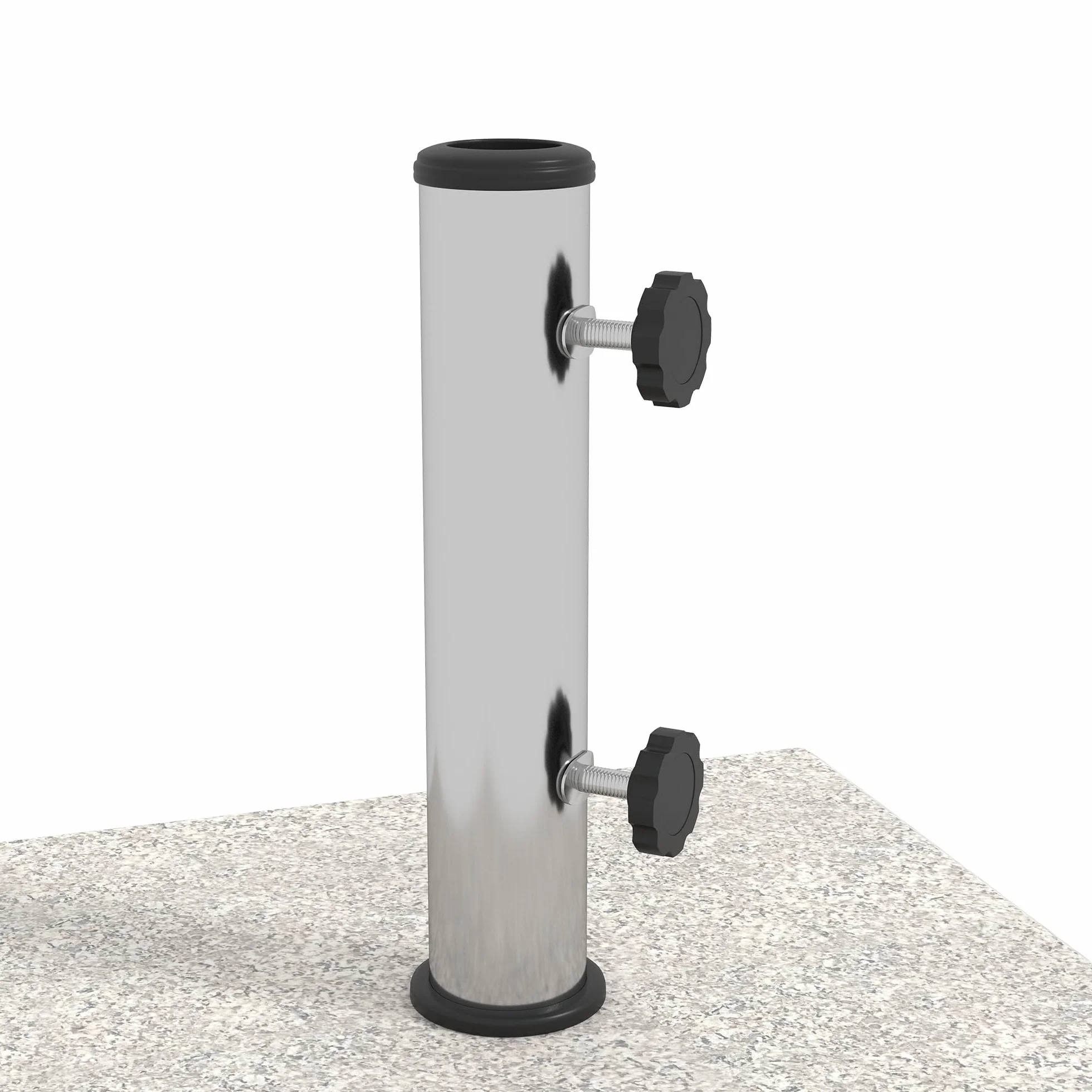 Outsunny Base per Ombrellone da Giardino 25kg per Pali da Ø32mm, Ø38mm e Ø48mm, Base Ombrellone in Granito e Acciaio Inox con Manopole Laterali e Maniglie, 38x38x38 cm, Grigia