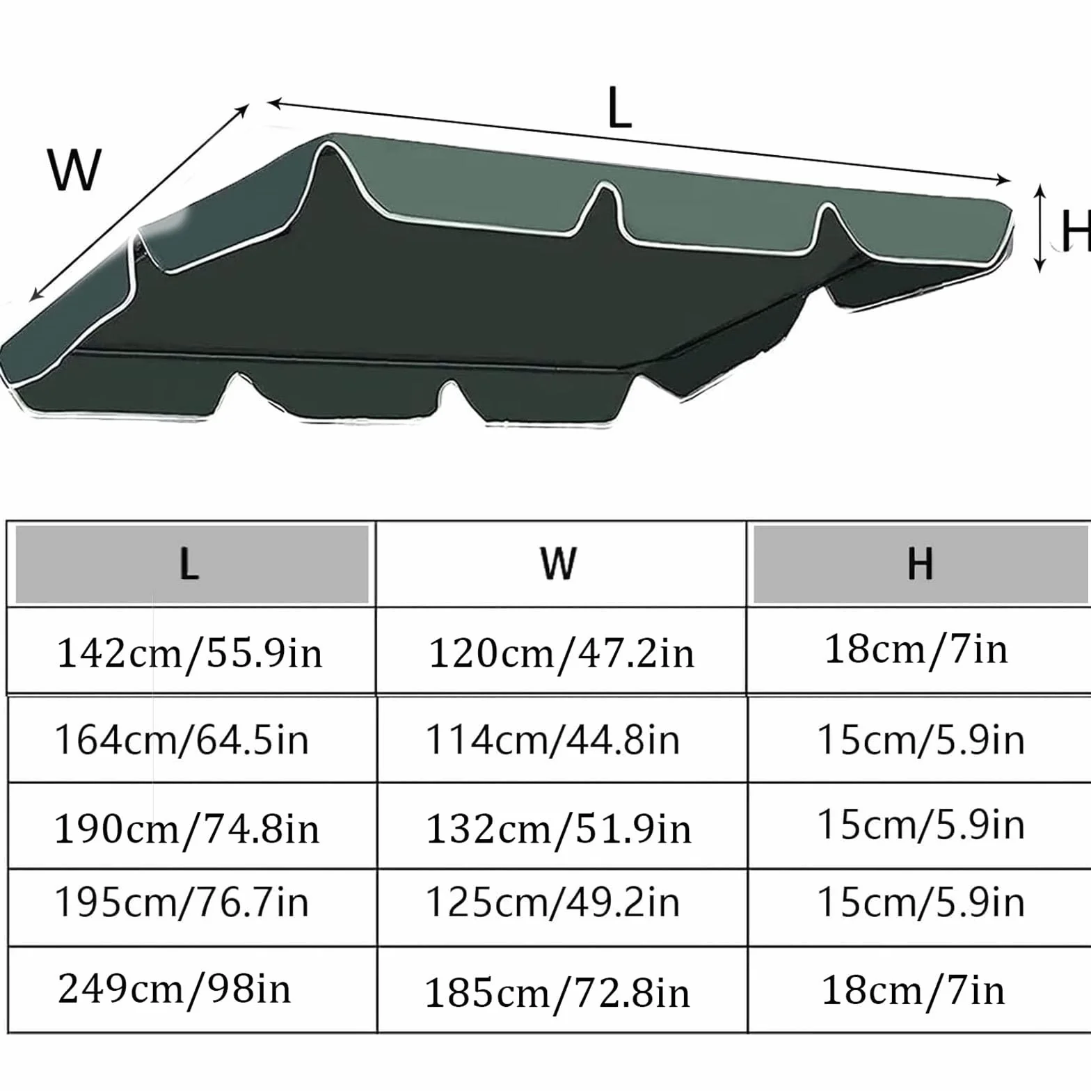 164x114x15cm,Copertura Dondolo 3 Posti Verde, Telo Dondolo Ricambio Tetto, Copertura Dondolo Copertura di Ricambio Impermeabile per Altalene (Verde)