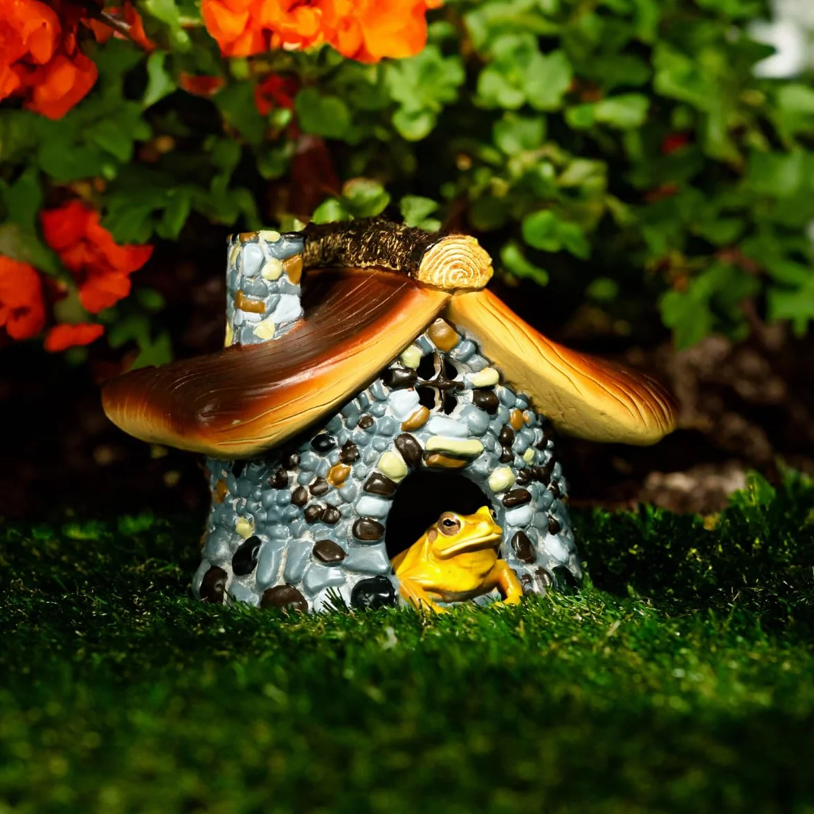 Garden Mile Casa per rane per laghetto da giardino, accessori per terrario per rettili, nascondigli e grotte per rettili, casa per rospi, accessori per rettili, nascondiglio per rettili