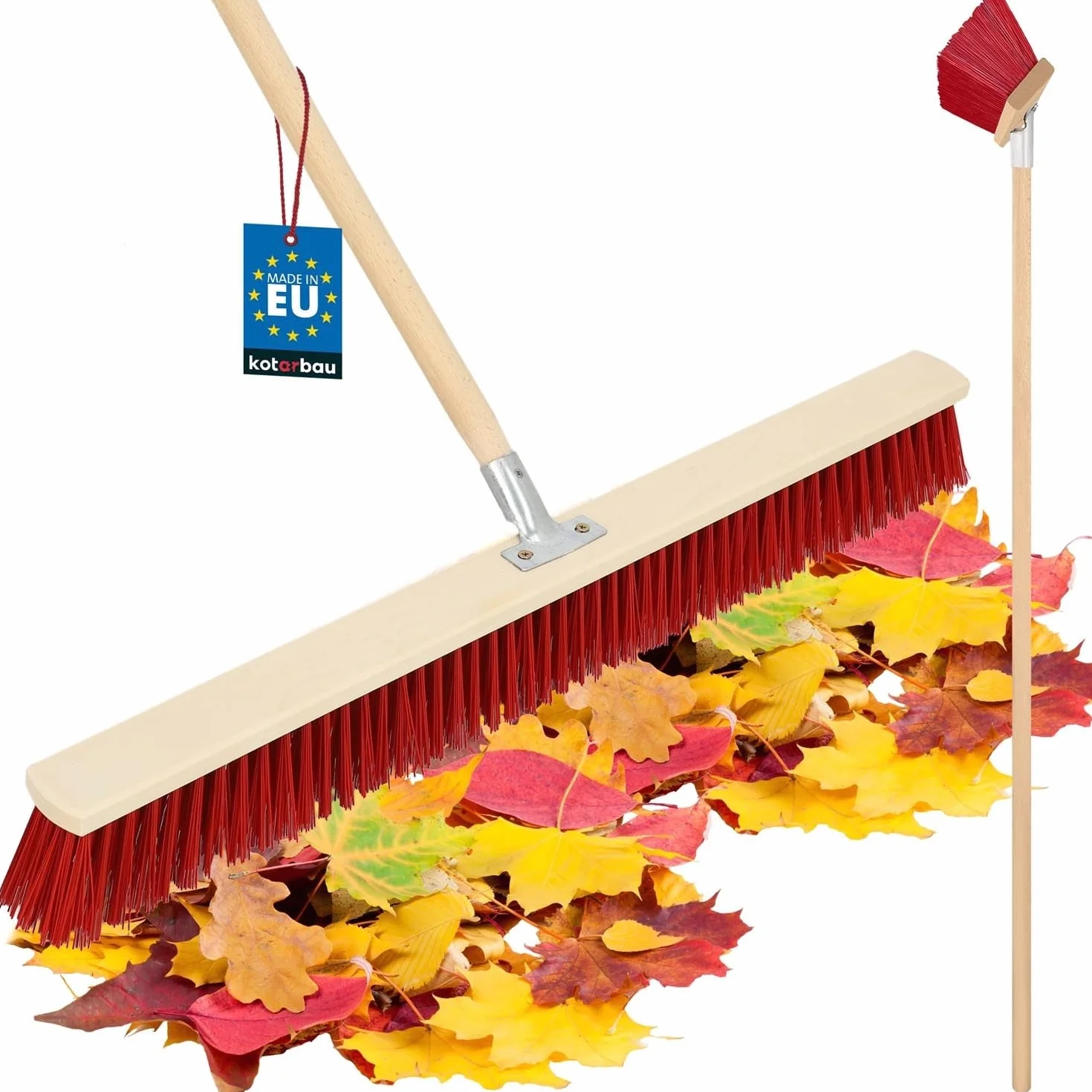 KOTARBAU® Scopa da Esterno - Spazzolone per Pavimenti Esterni - 85 cm - Scopettone Industriale - Scopa Giardino Esterno - con Manico - Legno - PVC