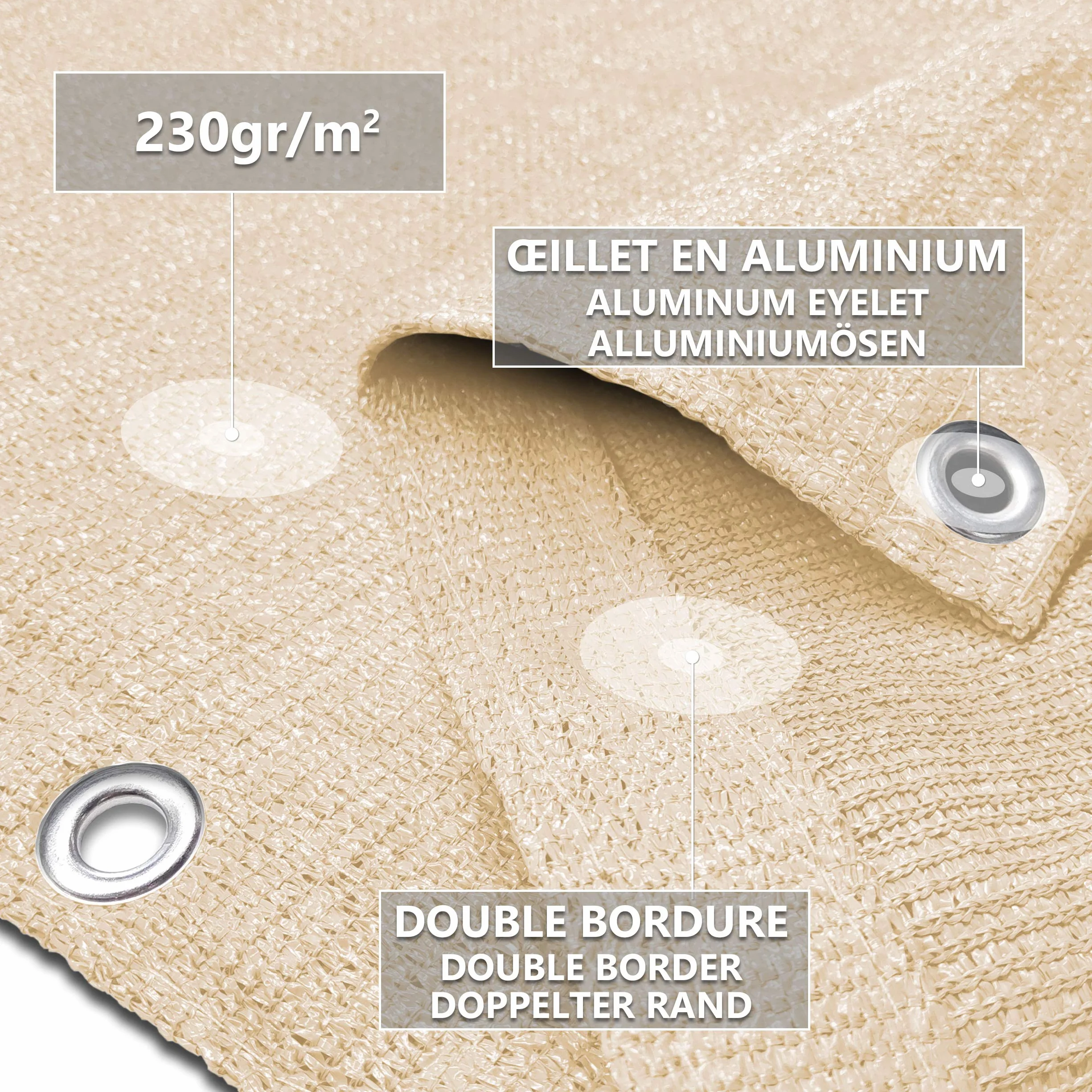 VOUNOT® Telo Frangivista per Balcone Giardino, Frangivento in HDPE, 90x600 cm, Privacy Recinzione Copertura per Balcone, Beige