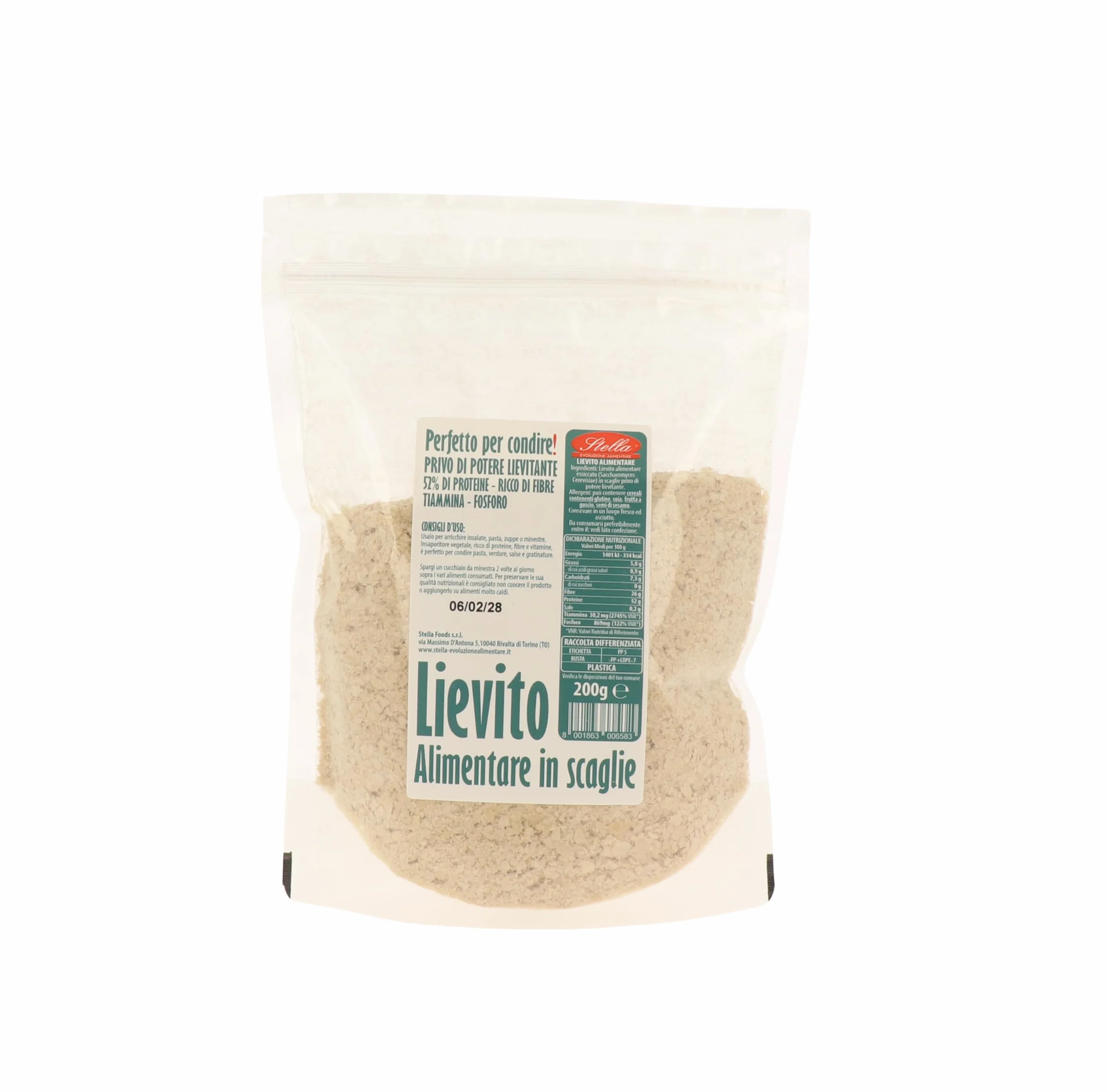 Stella | Lievito Alimentare Nutrizionale in Scaglie | Lievito in Fiocchi Proteico | Condimento per Zuppe e Piatti Vegan 6 x 200g
