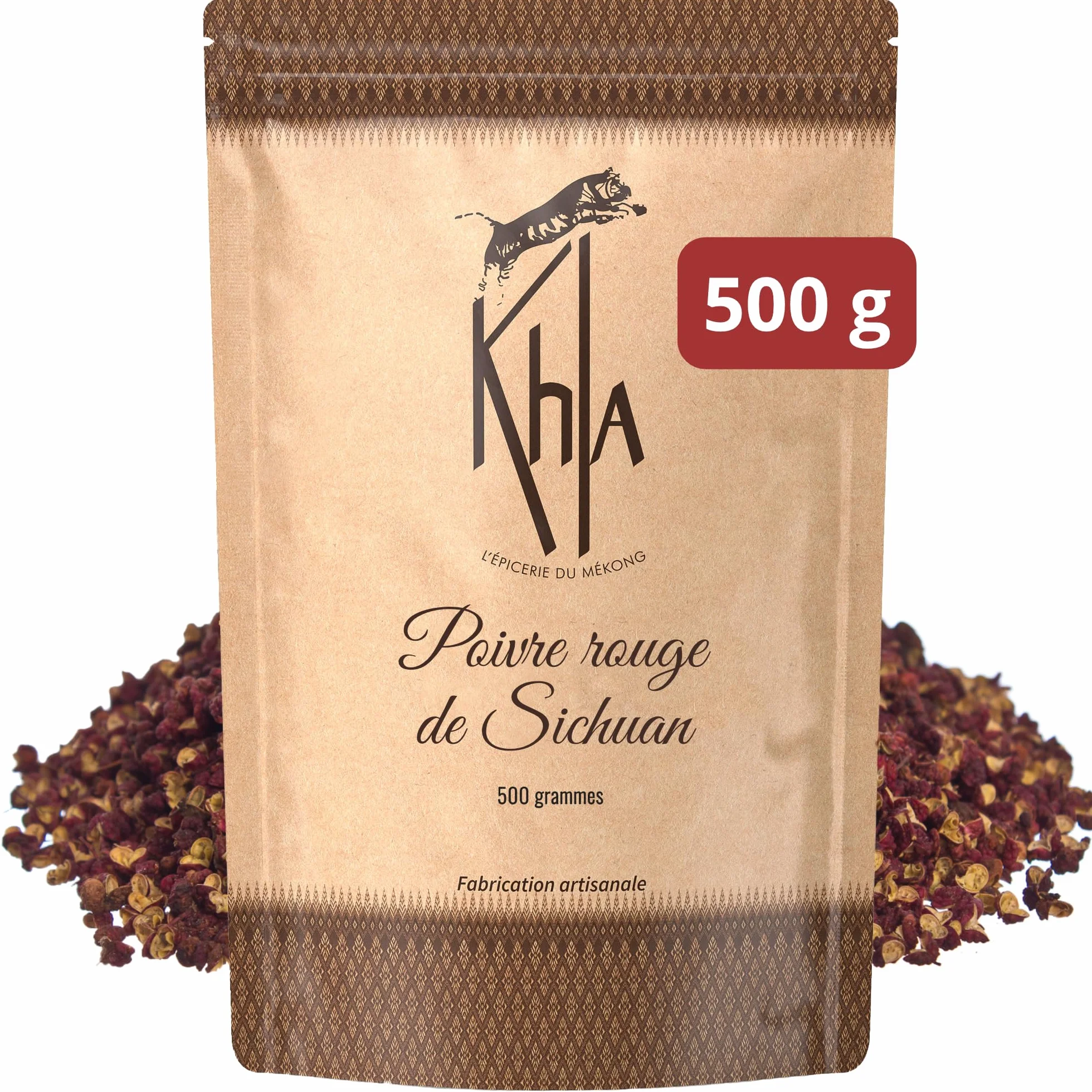 Khla - Pepe rosso di Sichuan - Bustina di grani di pepe 500g - Ingredienti Alimenti raffinati - Bacche rosse di Sichuan - Direttamente dal produttore - Spezia asiatica - Origine Cina