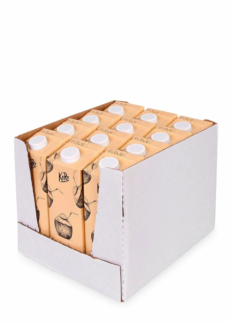 KoRo - Acqua di cocco bio 12 x 1 L - senza zuccheri (contiene naturalmente zuccheri) e conservanti - per cocktail, mocktail, gelati e sorbetti