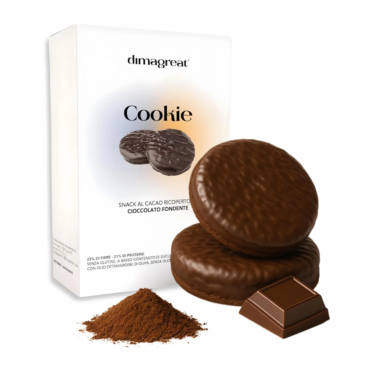 DIMAGREAT 27 Biscotti Proteici Gusto Cacao e Cioccolato Fondente, Made in Italy - Ricchi di Proteine e Poveri di Carboidrati, Forte Dimagrante - Dieta Chetogenica e Senza Glutine