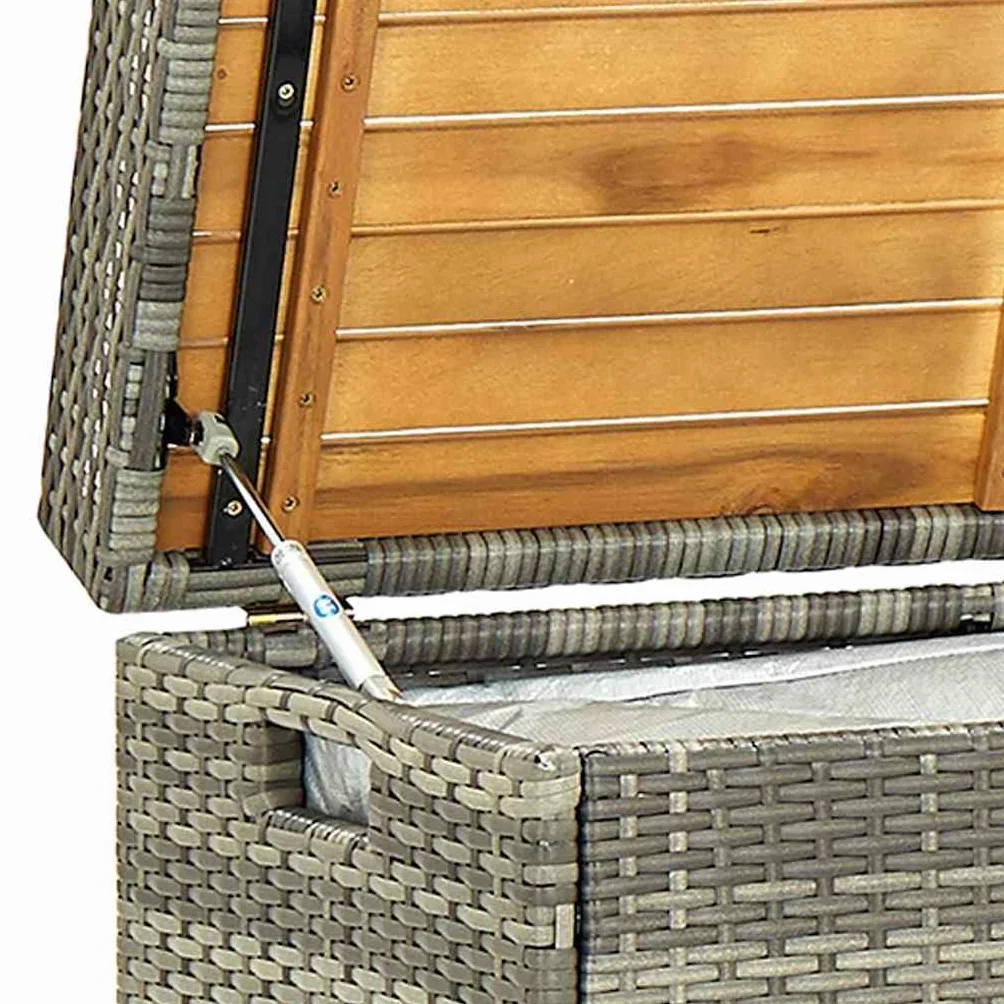 vidaXL Panca Giardino con Vano Portaoggetti Rustica Robusta Elegante Baule Cassapanca Panchina da Esterno 120 cm in Legno e Polyrattan Grigio