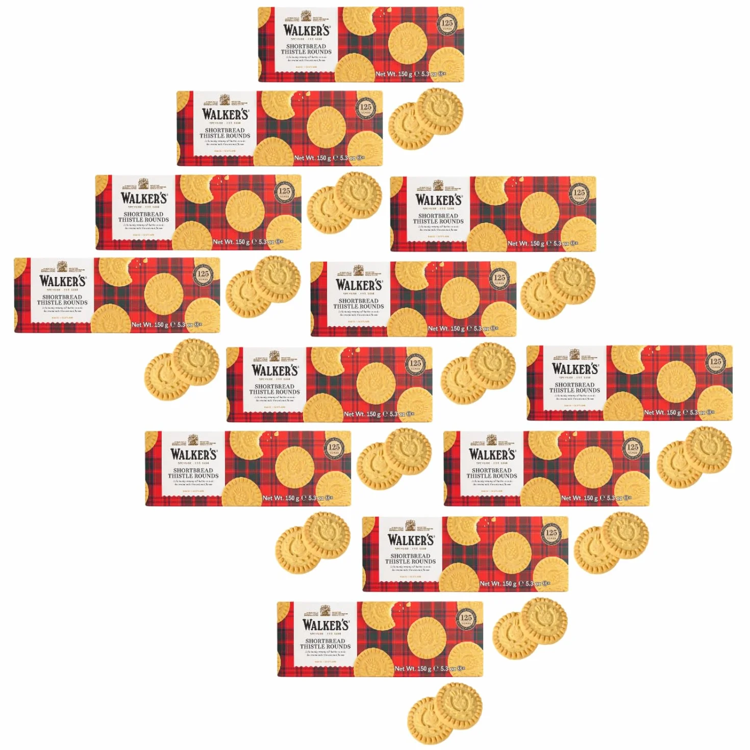 Walkers | Biscotti Rotondi Scozzesi | Biscotti Pasta Frolla Burro e Sale - 12 Astucci | Puro Burro Frollini Inglesi Tradizionali