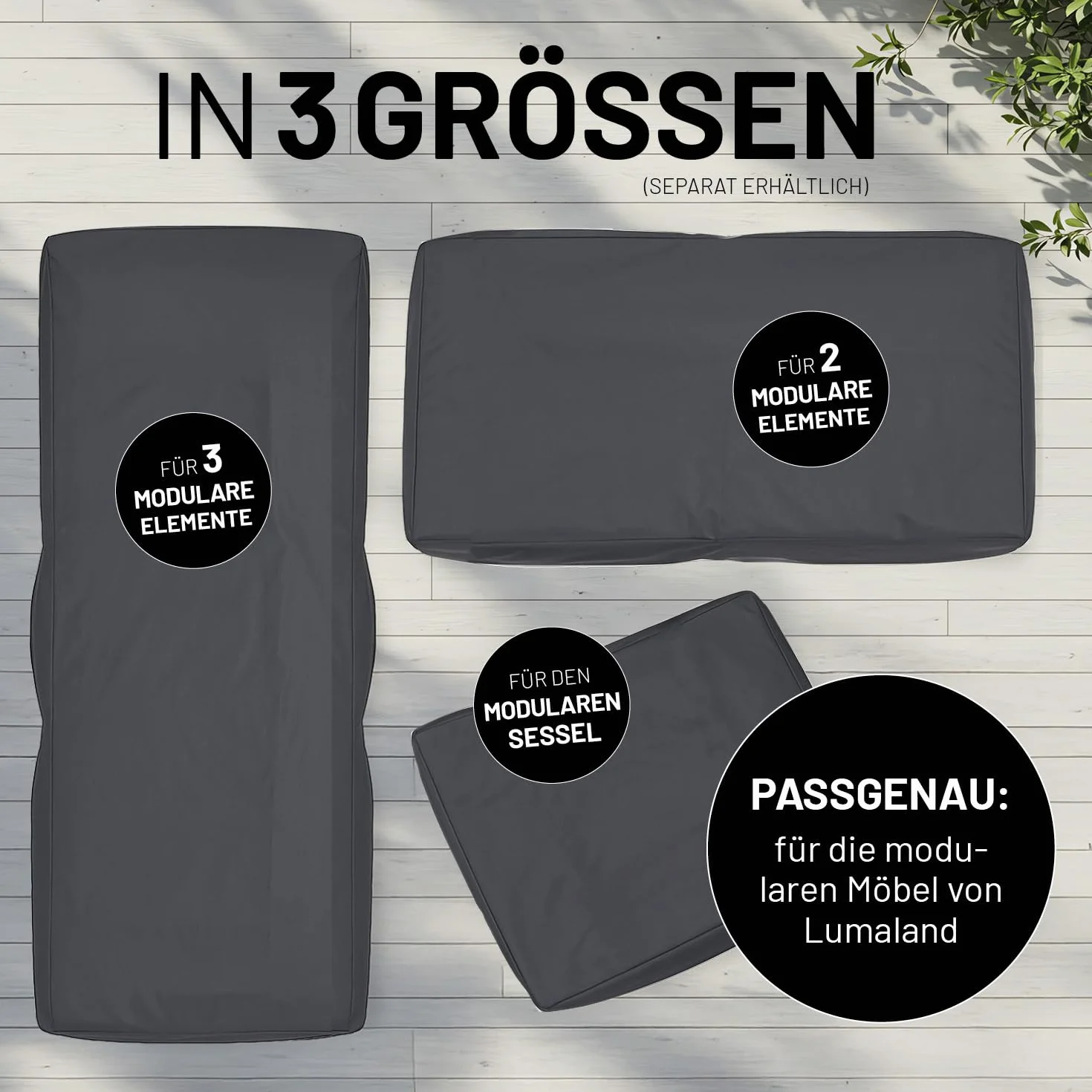 Lumaland Telo di protezione dalle intemperie – Copertura per poltrona modulare impermeabile | Protezione antipioggia e solare per mobili da giardino, Grigio, 100x76x75 cm