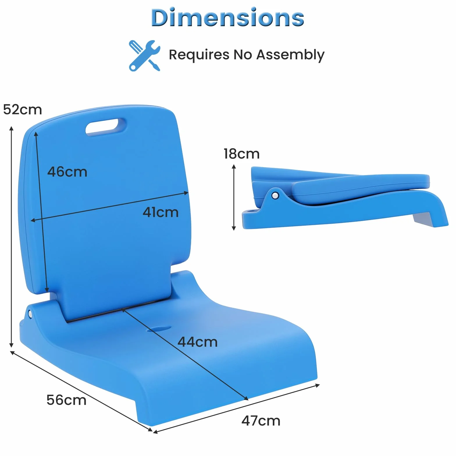 KOMFOTTEU Spiaggina Pieghevole Portatile, Sedia da Spiaggia in Plastica con Schienale e Maniglie, Sedia Mare Leggera con Fori di Drenaggio, per Campeggio, Pesca e Piscina (Blu)