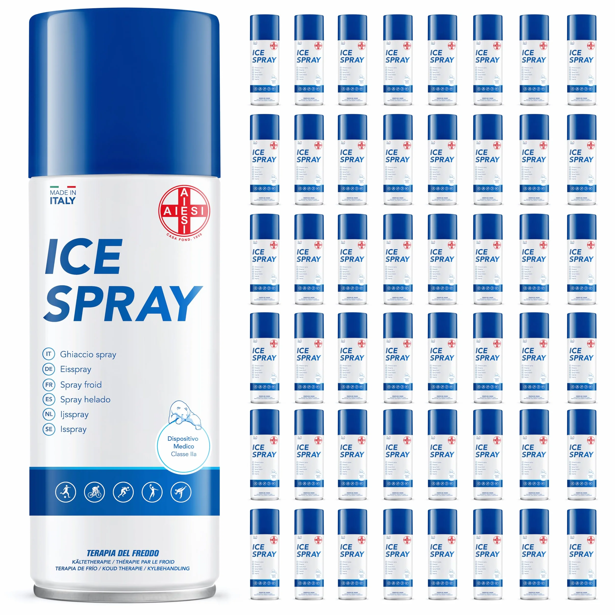 AIESI® Ghiaccio Spray sport (48x400 ml) al mentolo ICE SPRAY, Made in Italy