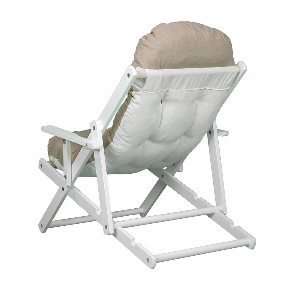 Liberoshopping Poltrona RELAX reclinabile in 3 posizioni telaio bianco giardino Alta qualità Sdraio cuscino super imbottito (Corda)
