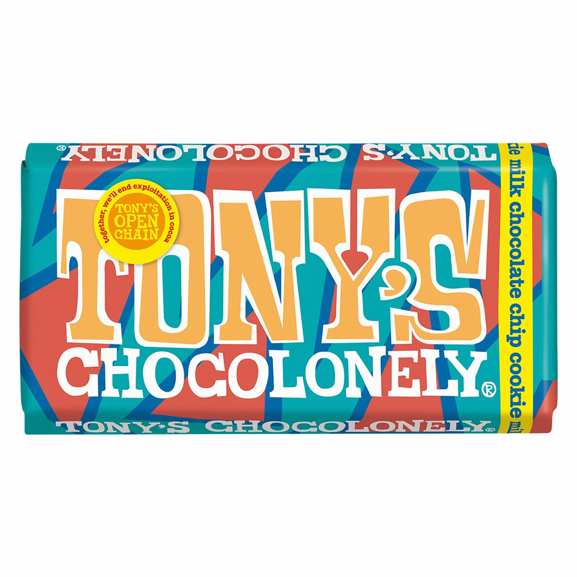Tony's Chocolonely Barretta di biscotti con gocce di cioccolato al latte, 180 g, regalo, vegetariano, cioccolato belga Fairtrade