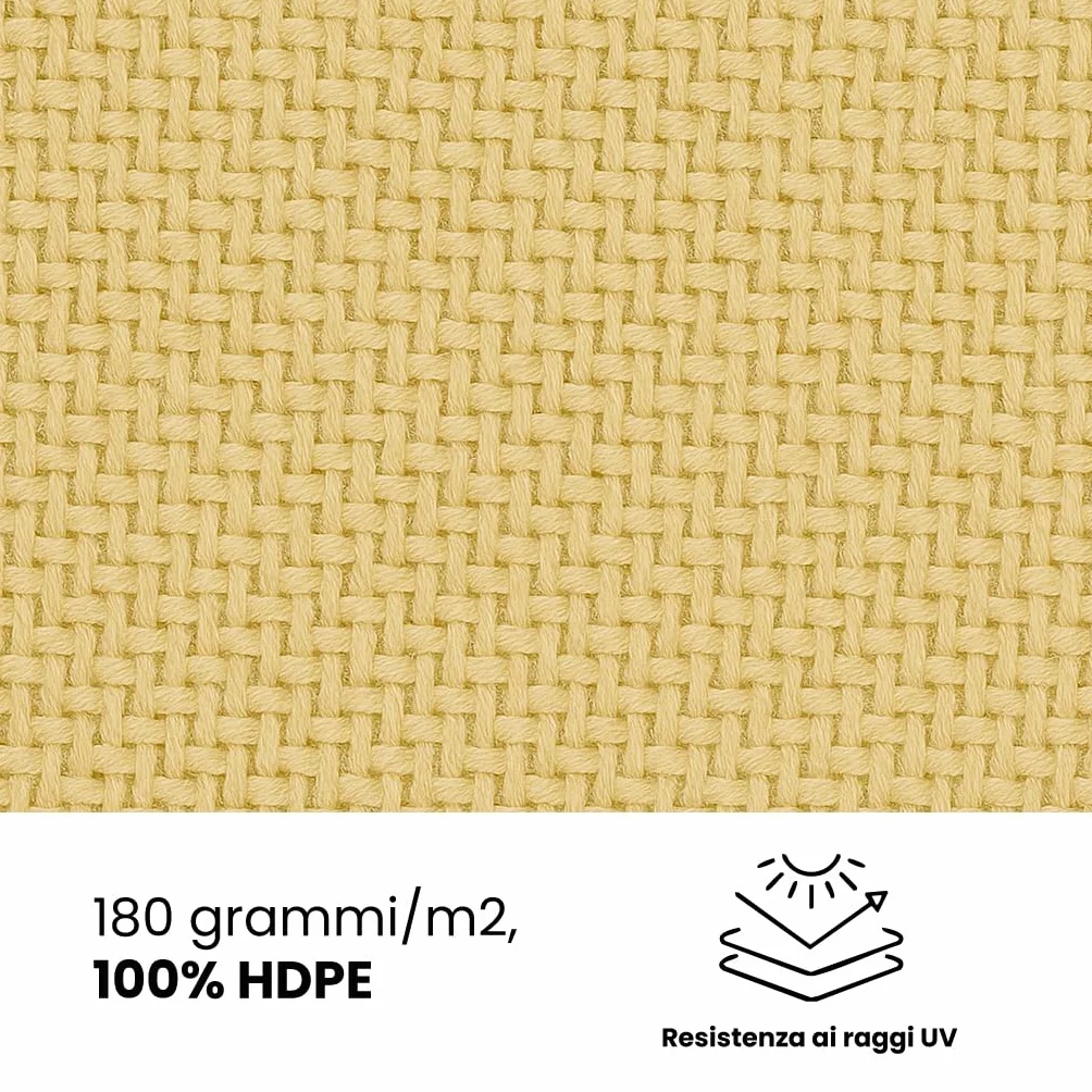 Brigros - Tenda Ombreggiante Esterno Quadrata In HDPE 180gr/m2 Con Anelli Inox, Anti-UV, Con Borsa, Telo Parasole Per Esterni Dimensioni 3x3, 4x4, 5x5, Vela Ombra Giardino (Beige, 5x5)