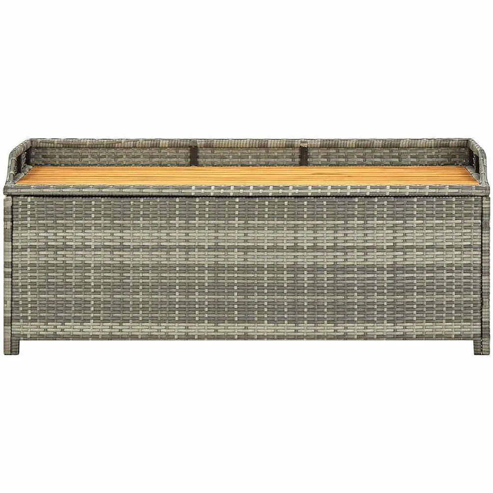 vidaXL Panca Giardino con Vano Portaoggetti Rustica Robusta Elegante Baule Cassapanca Panchina da Esterno 120 cm in Legno e Polyrattan Grigio