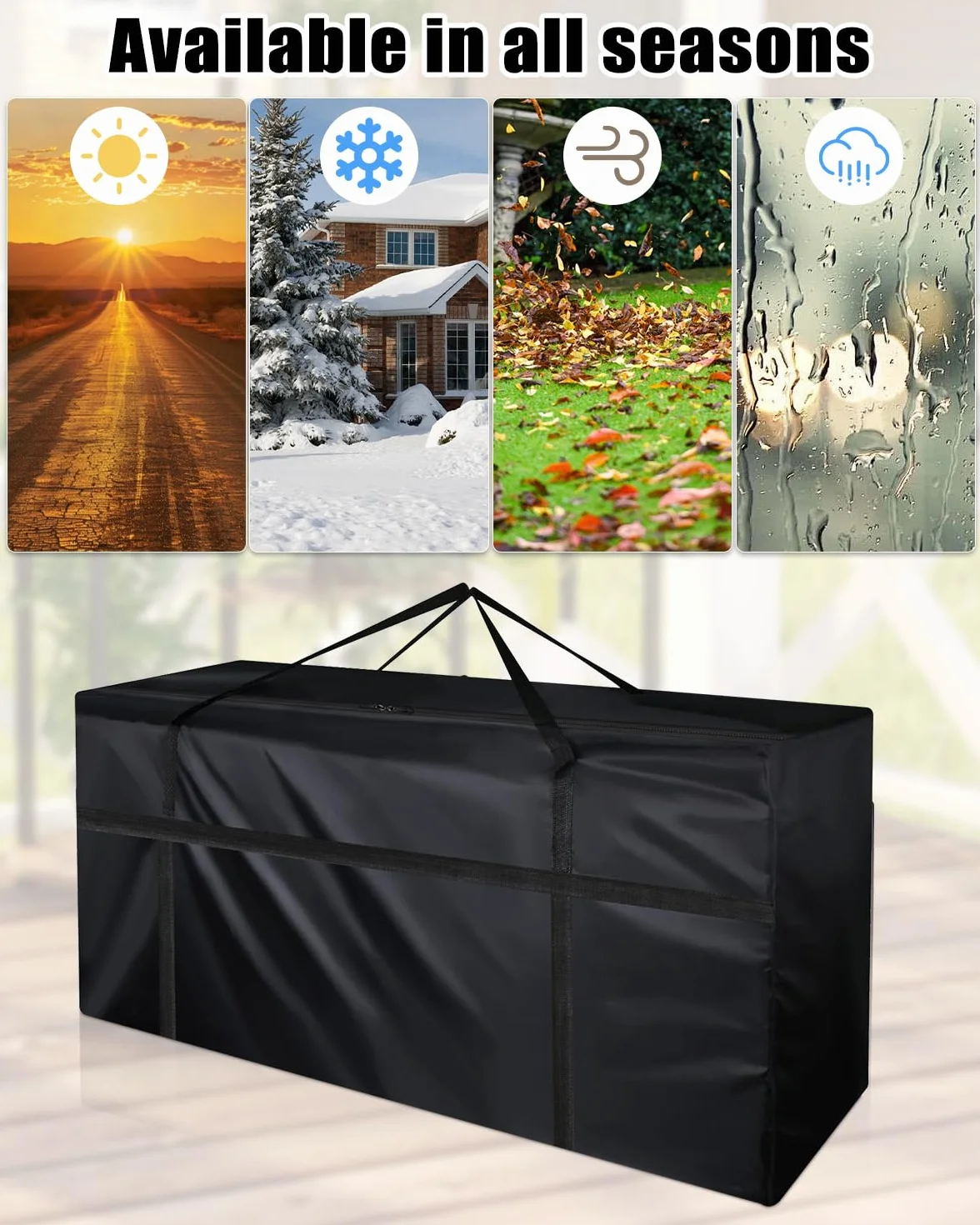 Custodia protettiva per cuscini da giardino, impermeabile, resistente ai raggi UV, resistente agli strappi, in tessuto Oxford (nero, 130 x 32 x 55 cm)