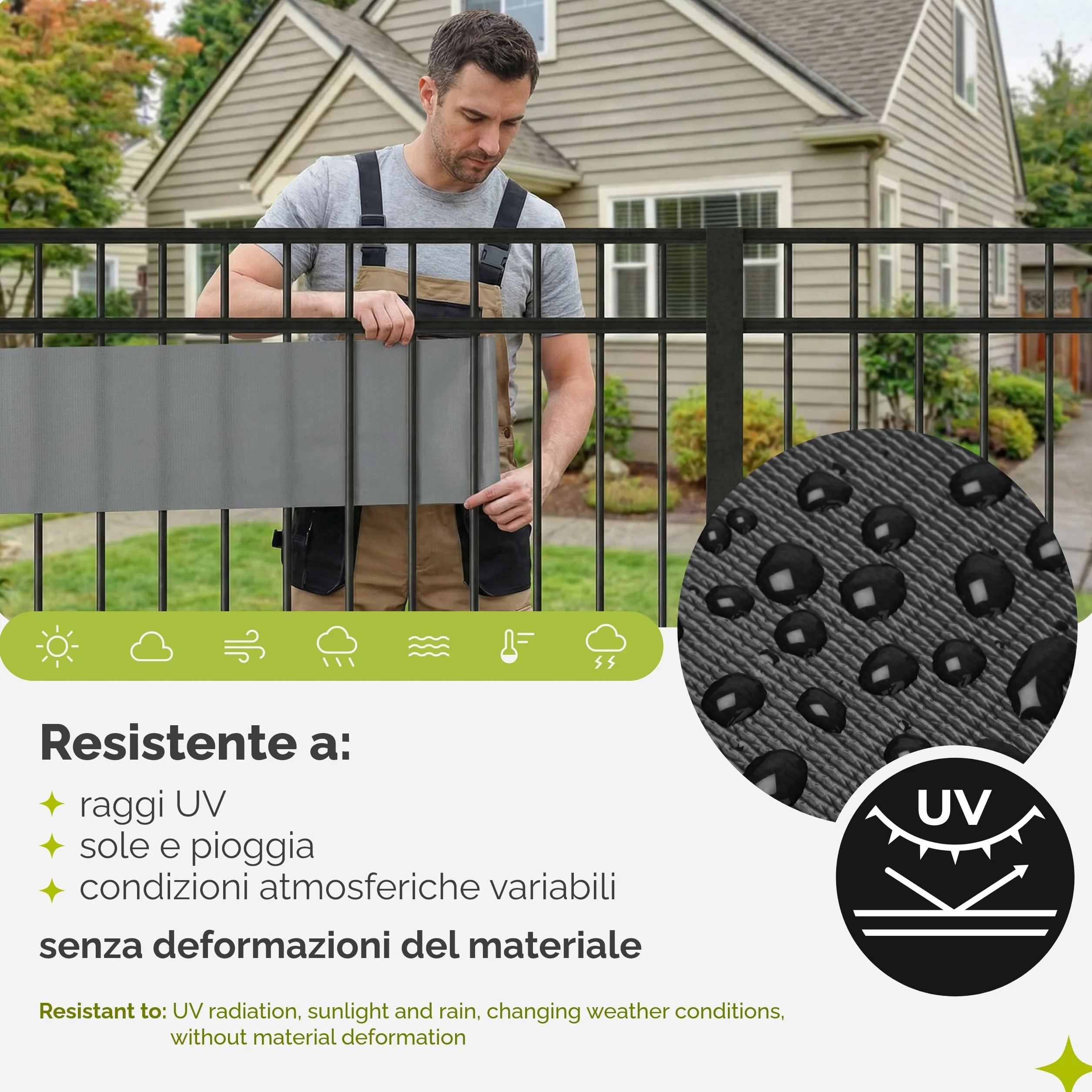 Garronda Strisce frangivista in PVC 19 x 50 cm con Clip di Fissaggio, Ombreggiante per Recinzione da Recinzione Giardino e ringhiera Balcone, Schermo Privacy Esterno GD-0173 Grigio RAL7040