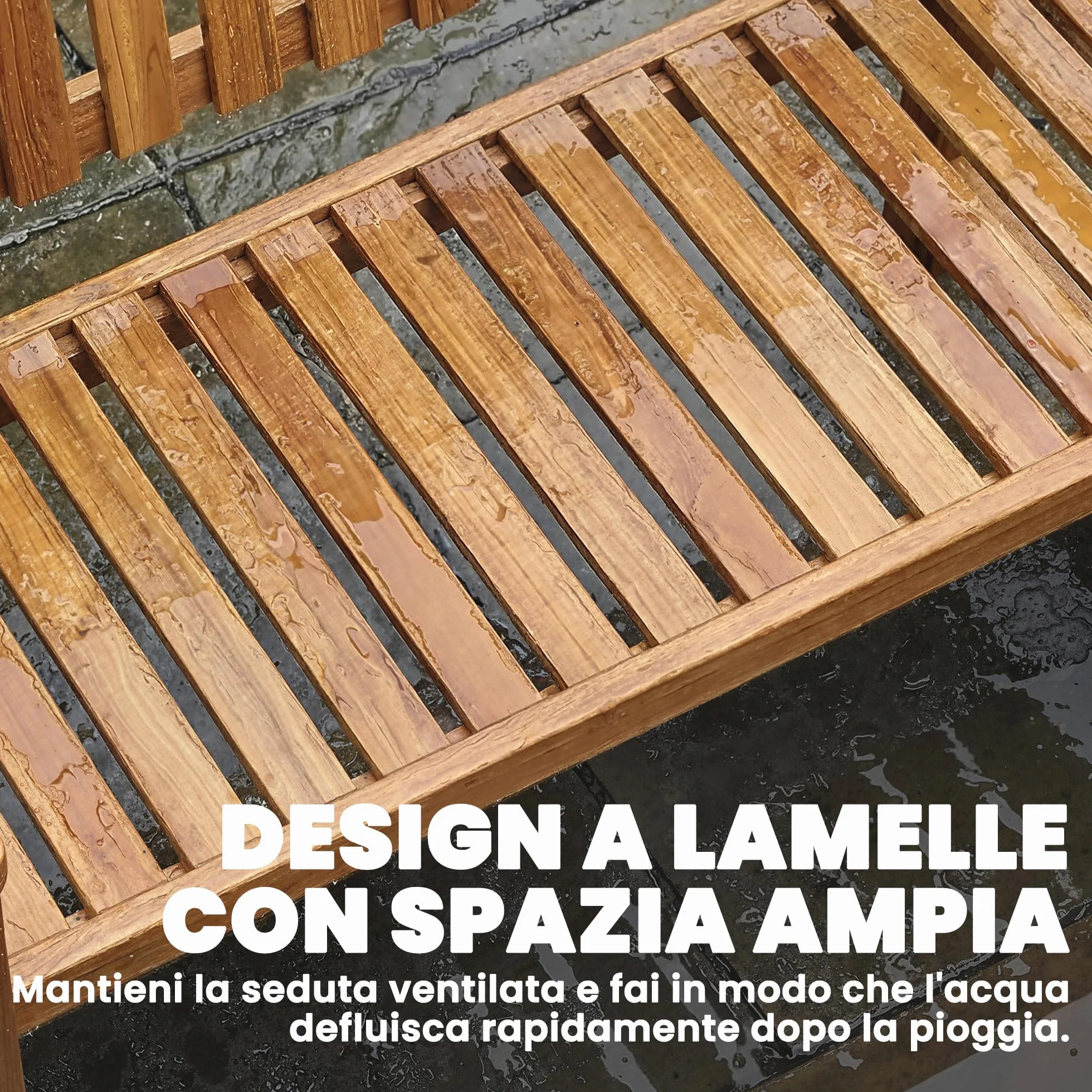 Outsunny Panchina da Esterno 2 Posti in Legno di Acacia FSC, Panchina da Giardino con Braccioli, Seduta e Schienale a Doghe, Max 320 kg, Panca da Esterno per Parco Terrazza, 112x64x92cm, Color Legno