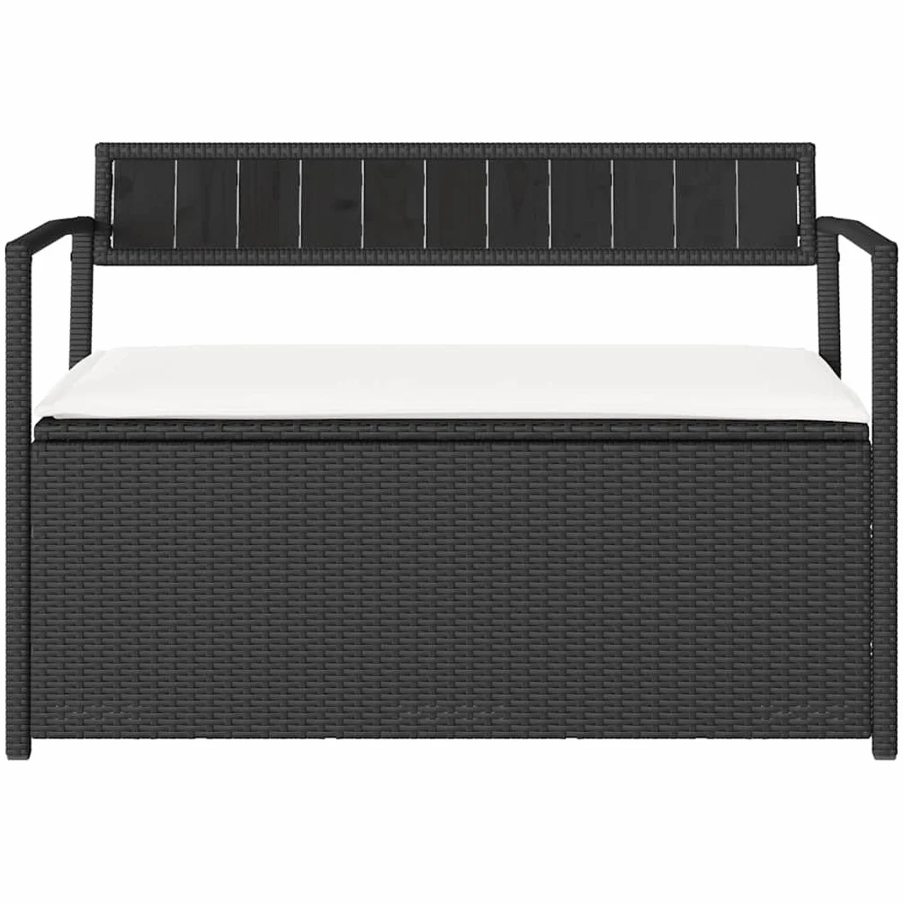 vidaXL Panca Portaoggetti da Giardino con Cuscino in Polyrattan Nero, Panca da Giardino, Panca da Giardino, Panca da Giardino, Panca da Esterno