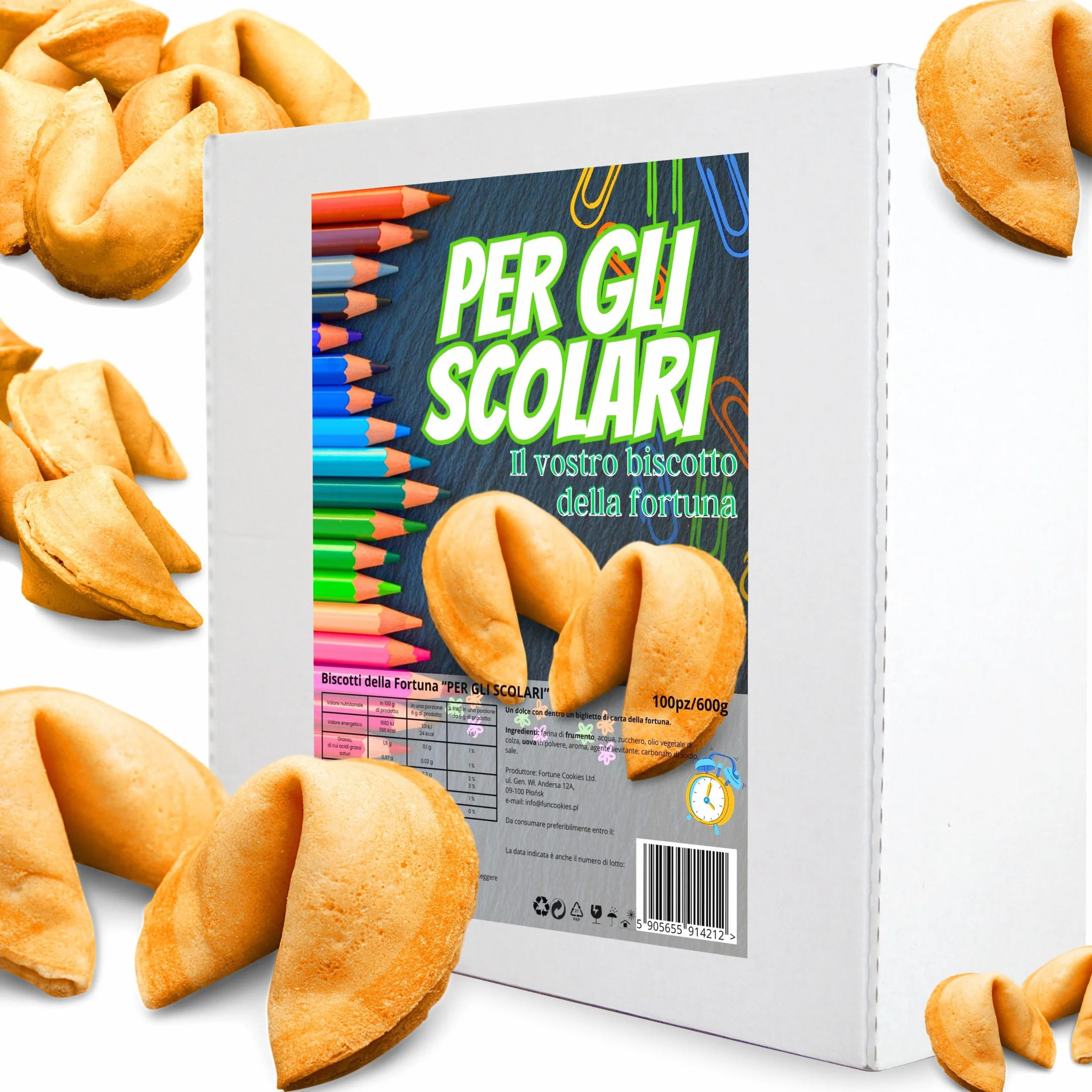 Biscotti della fortuna cinesi, biglietti profetici, per bambini a scuola, per bambini, biscotti della fortuna a merenda, magici, gusto vaniglia (100 pezzi)