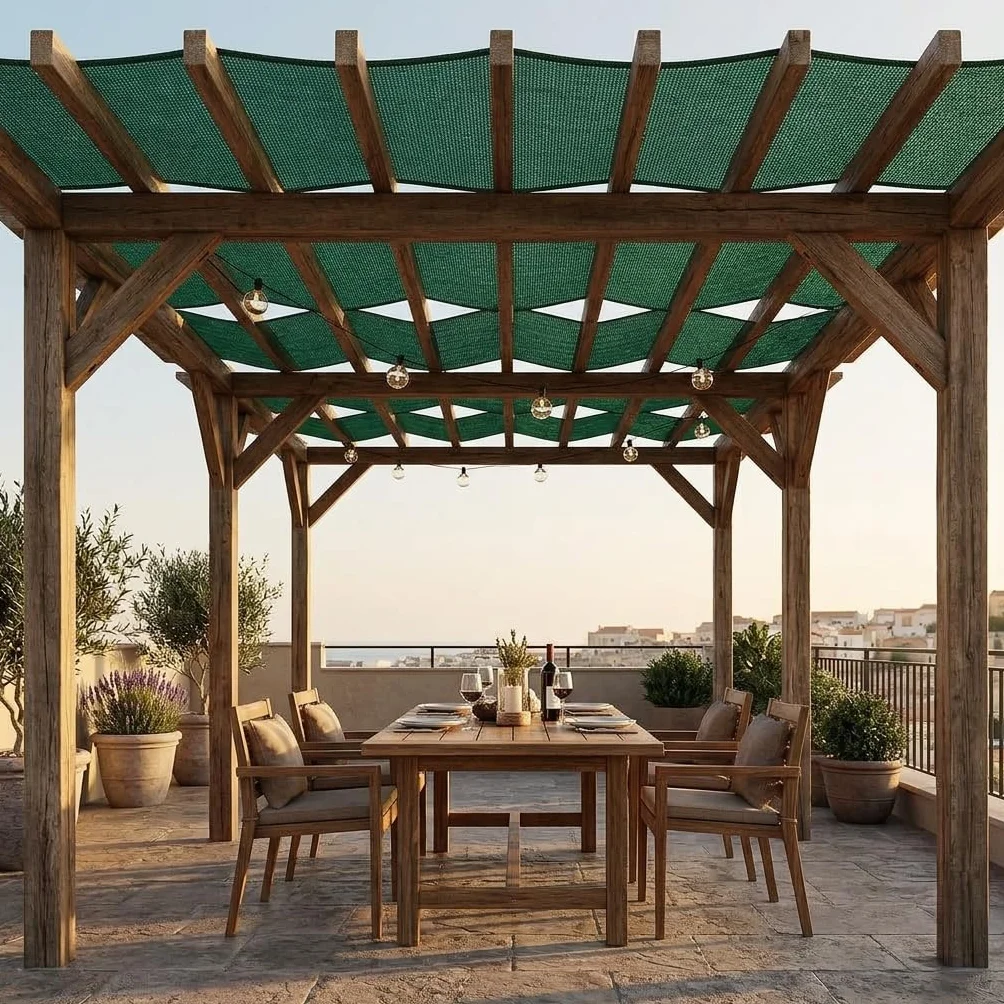 MAKA Rete Ombreggiante da Esterno, Telo Ombreggiante 90% Resistente ai Raggi UV, Rete Parasole Verde per Recinzione, Pergola, Serra, Giardino, Balcone, Piscina (2 x 5 metri)