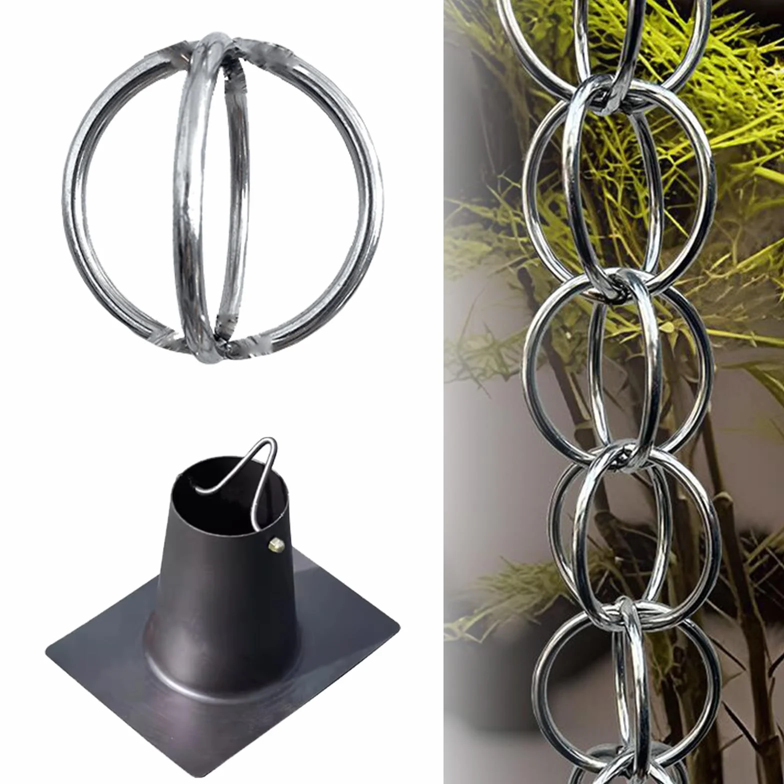 Catene da Pioggia,Decorativo Piovosità,Catena per Acqua piovana, Decorazione per Casa e Giardino,per Grondaia di Ville,(Size : 2.4m (7.8ft))