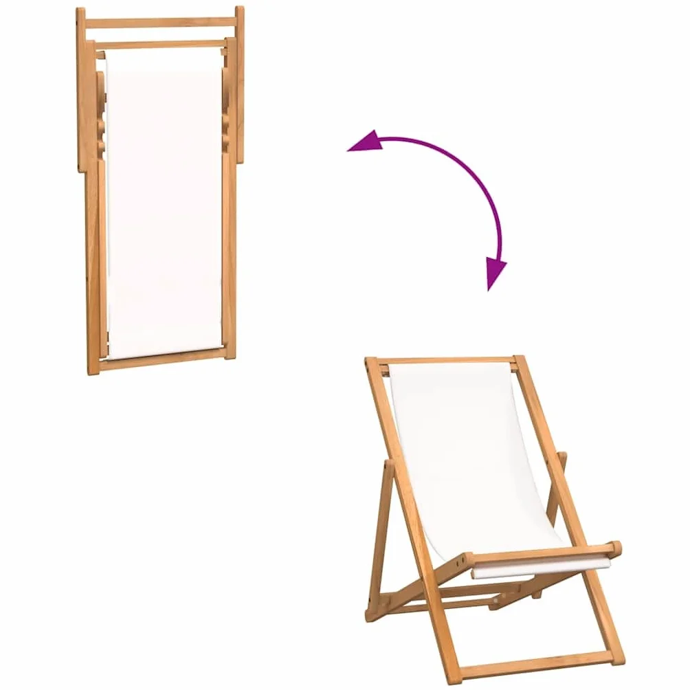 vidaXL Sedia Sdraio Giardino Pieghevole Crema Lettino Prendisole Arredi da Esterni Robusto Sedie da Pranzo Patio Terrazzo Arredamento Legno di Teak