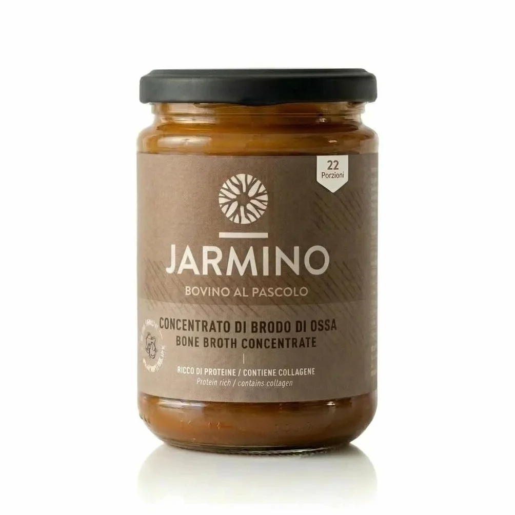 JARMINO Brodo di Ossa Biologico Concentrato, Bone Broth di Manzo da Allevamento al Pascolo e Nutrito a Erba, Brodo Liquido con Collagene Tipi 1 2 3, Keto Paleo AIP, 220 g, 22 Porzioni