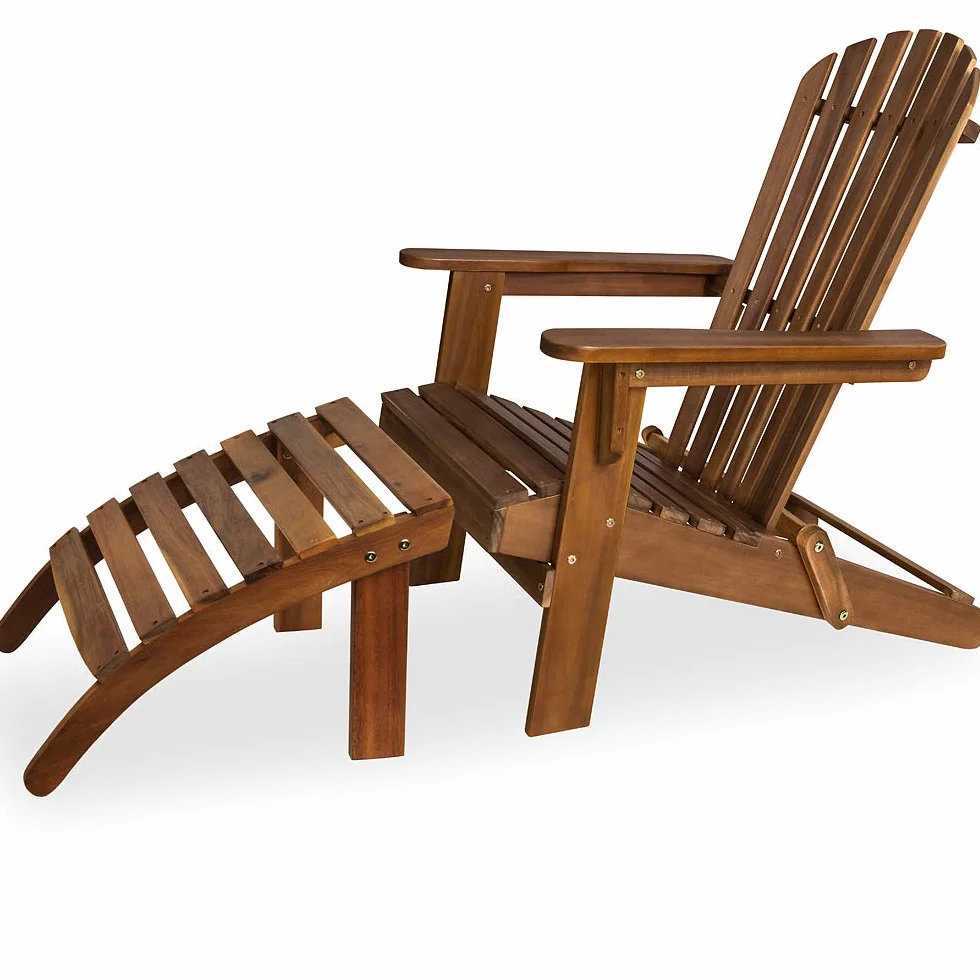 Casaria Sedia Prendisole Adirondack Inlc. Poggiapiedi Legno Acacia Sdraio Mare Pieghevole Giardino