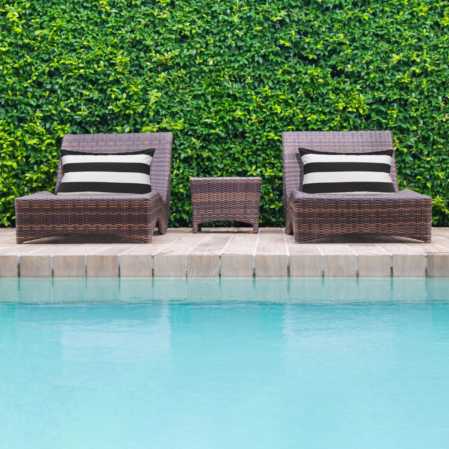 Lewondr Fodere Impermeabili per Cuscini da Esterno, 2 Pezzi Fodera per Cuscino a Righe Rettangolare per Divano da Esterno Veranda Casa di Campagna Giardino Balcone, 30X50cm, Nero Grigio + Bianco