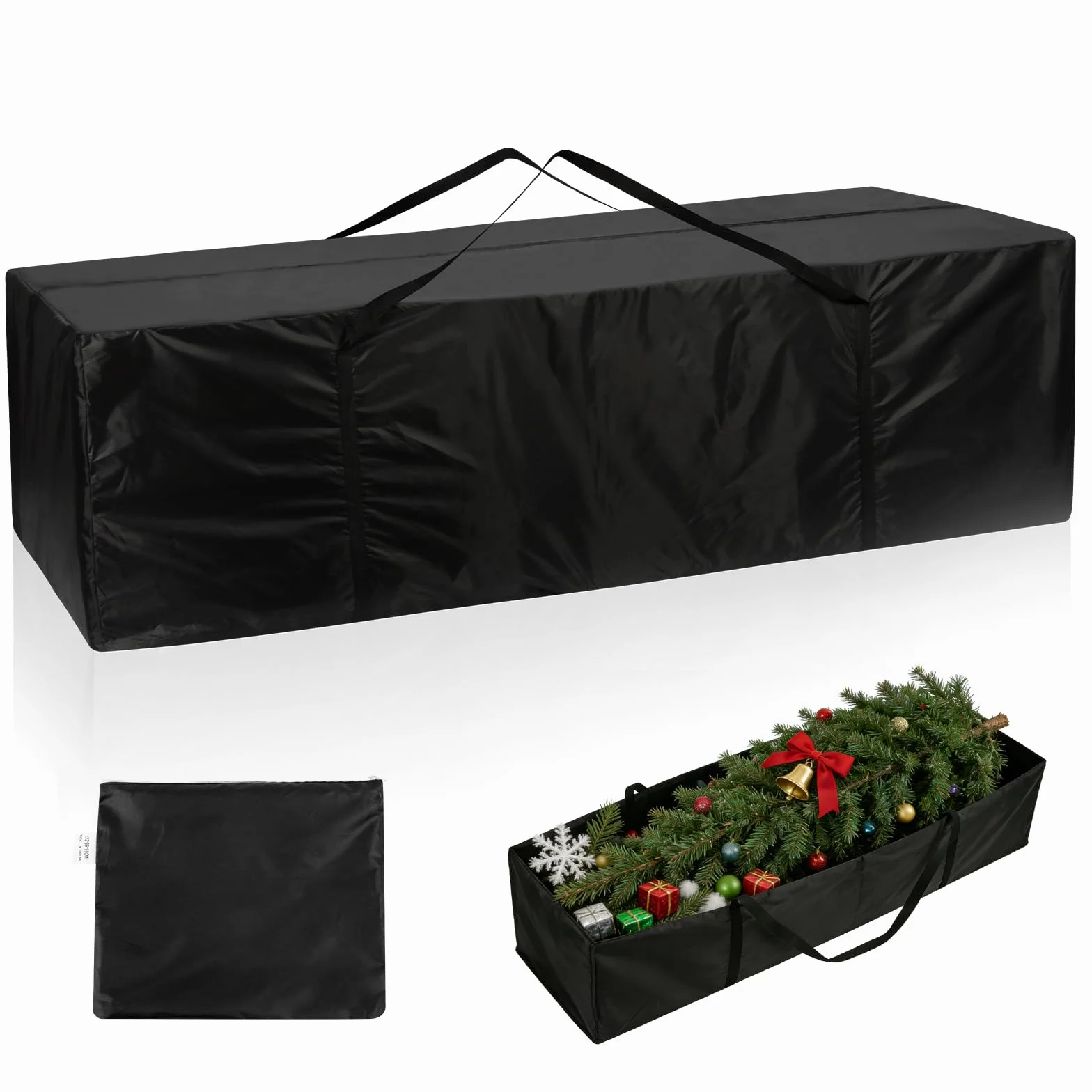 AiQInu Borsa da Giardino per Cuscini, Oxford Porta Cuscini da Esterno Impermeabile, Nero Borsa per Cuscino con Maniglie - 173x76x51cm