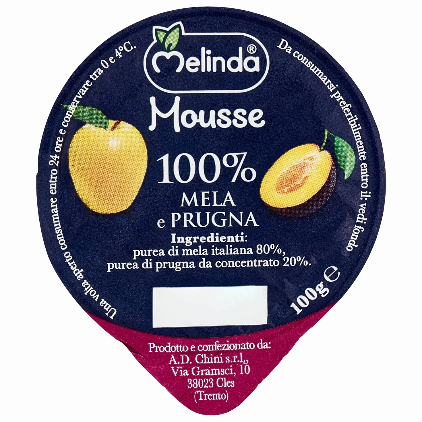 Melinda Mousse Di Mele E Prugne, Confezione da 18