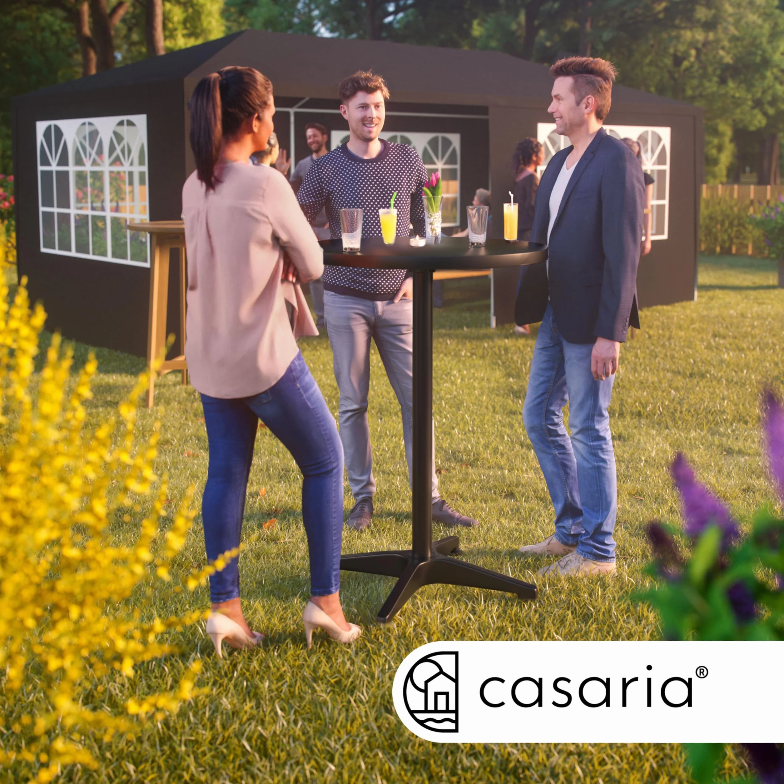 Casaria® Tavolo da Bar 2in1 Regolabile Pieghevole 70 cm/115 cm in Alluminio Ø 60 cm Tavolino da Esterno Interno Nero