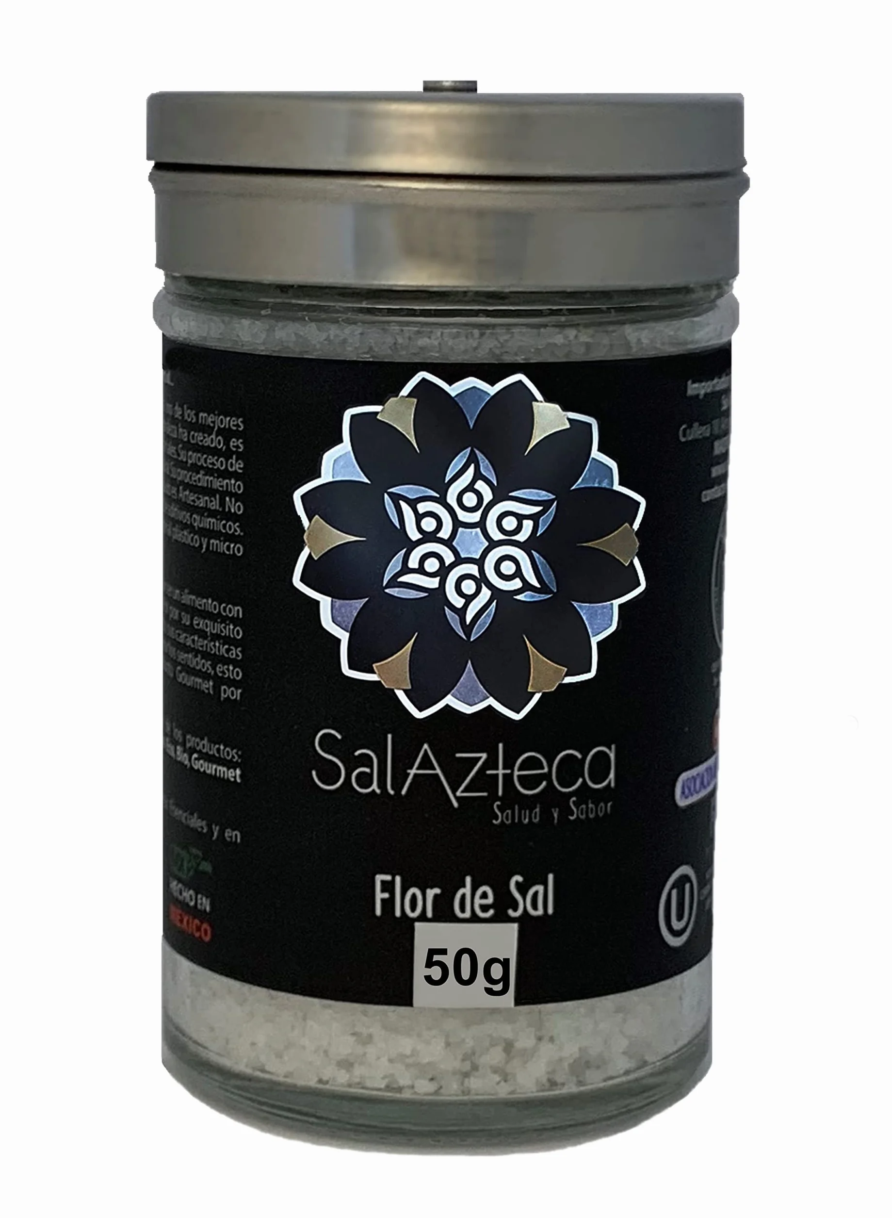 Sal Azteca / Fior di Sale / Fleur de Sel - Sale con meno sodio, alternativa al sale comune, 100% puro e naturale. Ricco di minerali. Ricco di magnesio. Gourmet per eccellenza (50 g 1 unità)