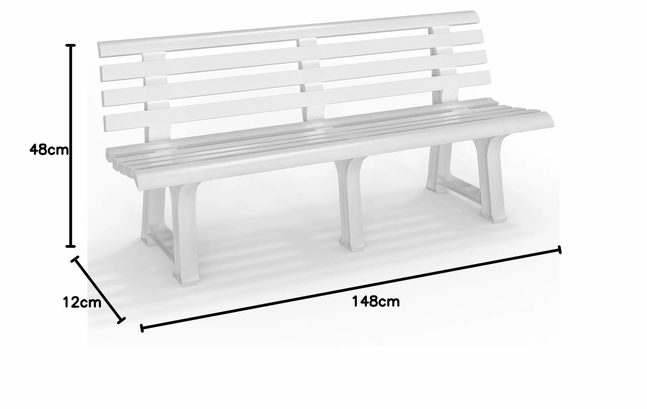 Ipae 9693810 Panchina, Resina, 145 x 49 x 74, Bianco
