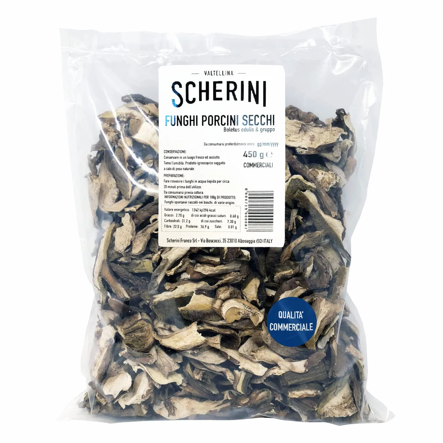 Scherini Valtellina - Raffinati funghi Porcini secchi per buongustai 450g COMMERCIALI