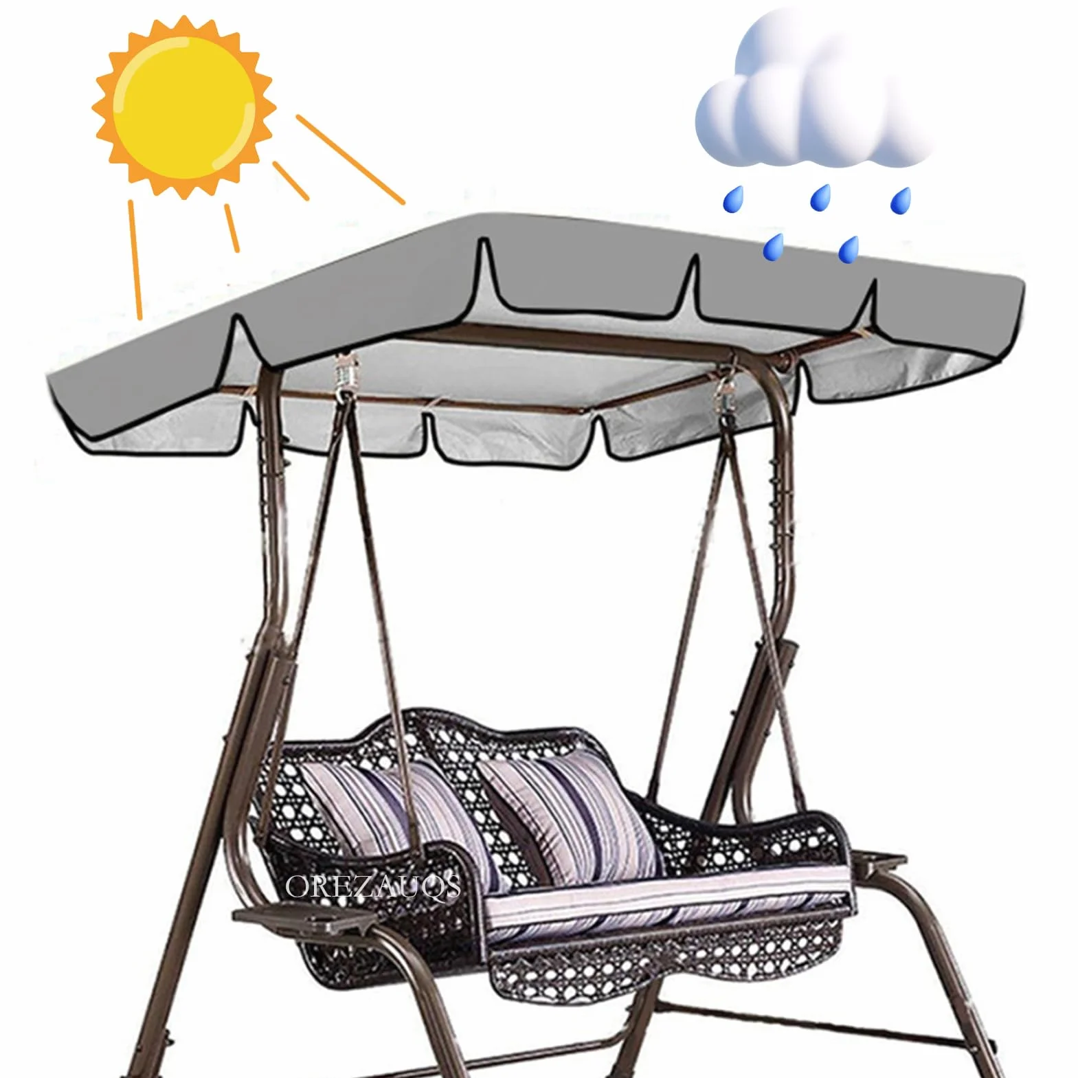 Generico Tettuccio Per Dondolo Tetto Di Ricambio Per Dondolo Da Giardino Impermeabile Antivento Vari Dimensioni 2195 X 125 X 15 Cm
