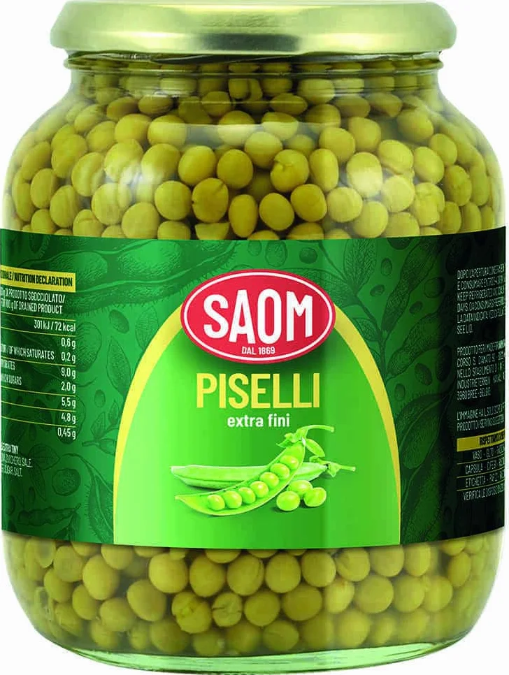 REPLOOD 12 Pezzi Saom Piselli Extra Fini 680gr in Barattolo di Vetro 12x680gr Tot 8160gr