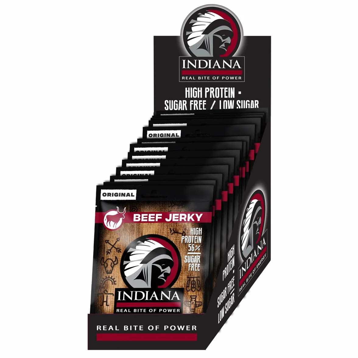 Indiana Jerky Beef Original, carne secca ad alto contenuto proteico, senza zuccheri aggiunti, senza glutine (15 x 25g)